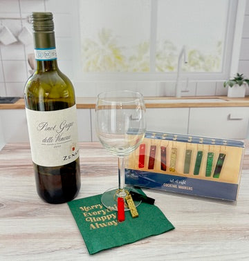Red Gold and Green Holiday Acrylic Wine Charms