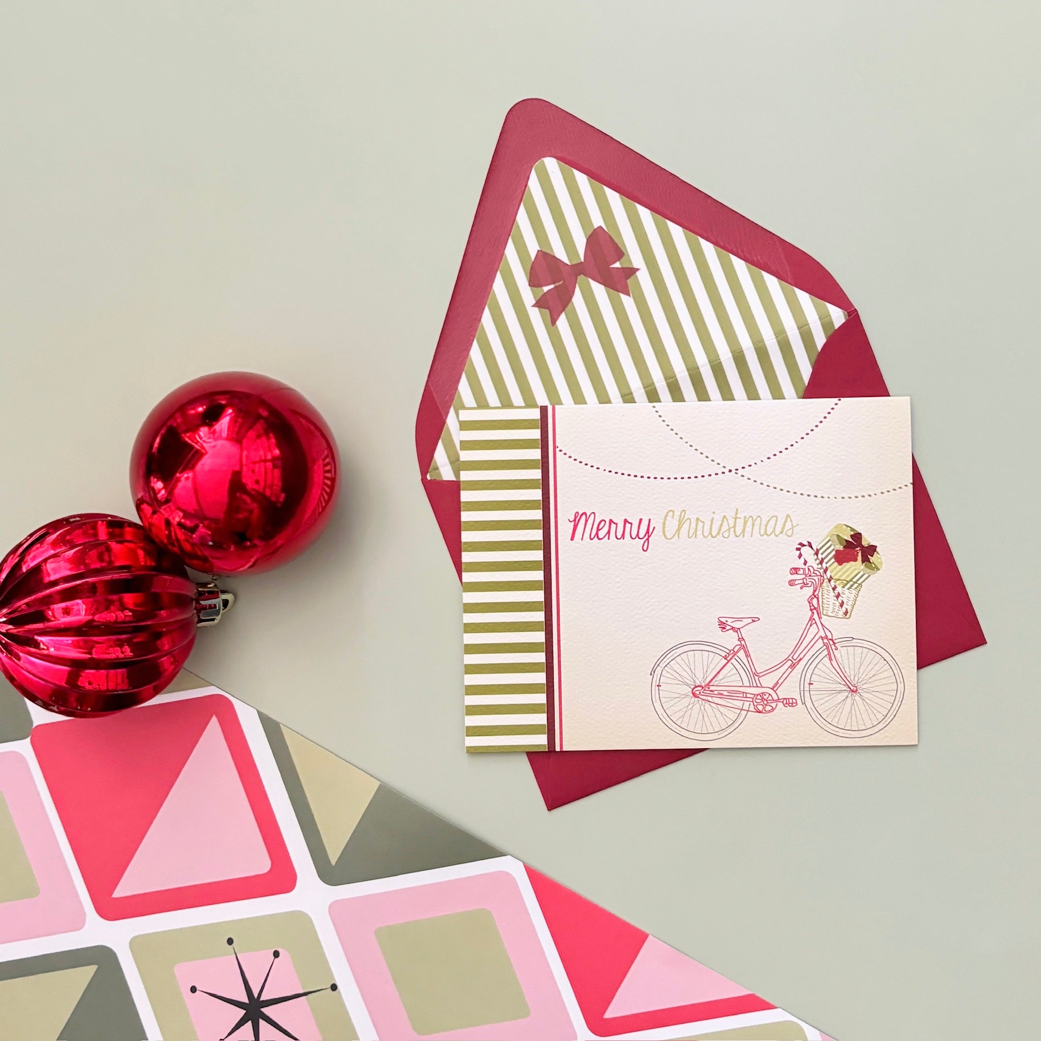 Holiday Vintage Bike with Gifts Greeting Card