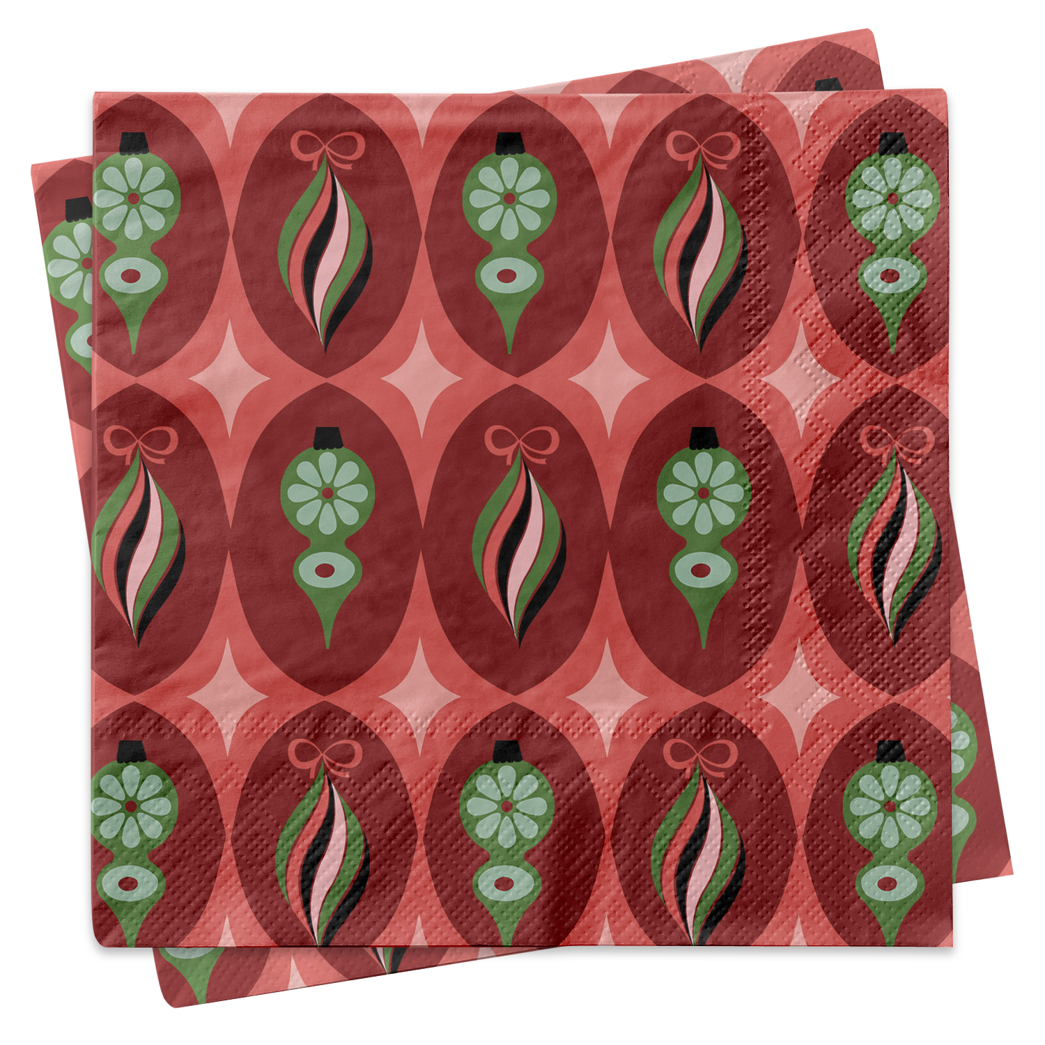 Diamond Retro Ornament Holiday Cocktail Beverage Napkin