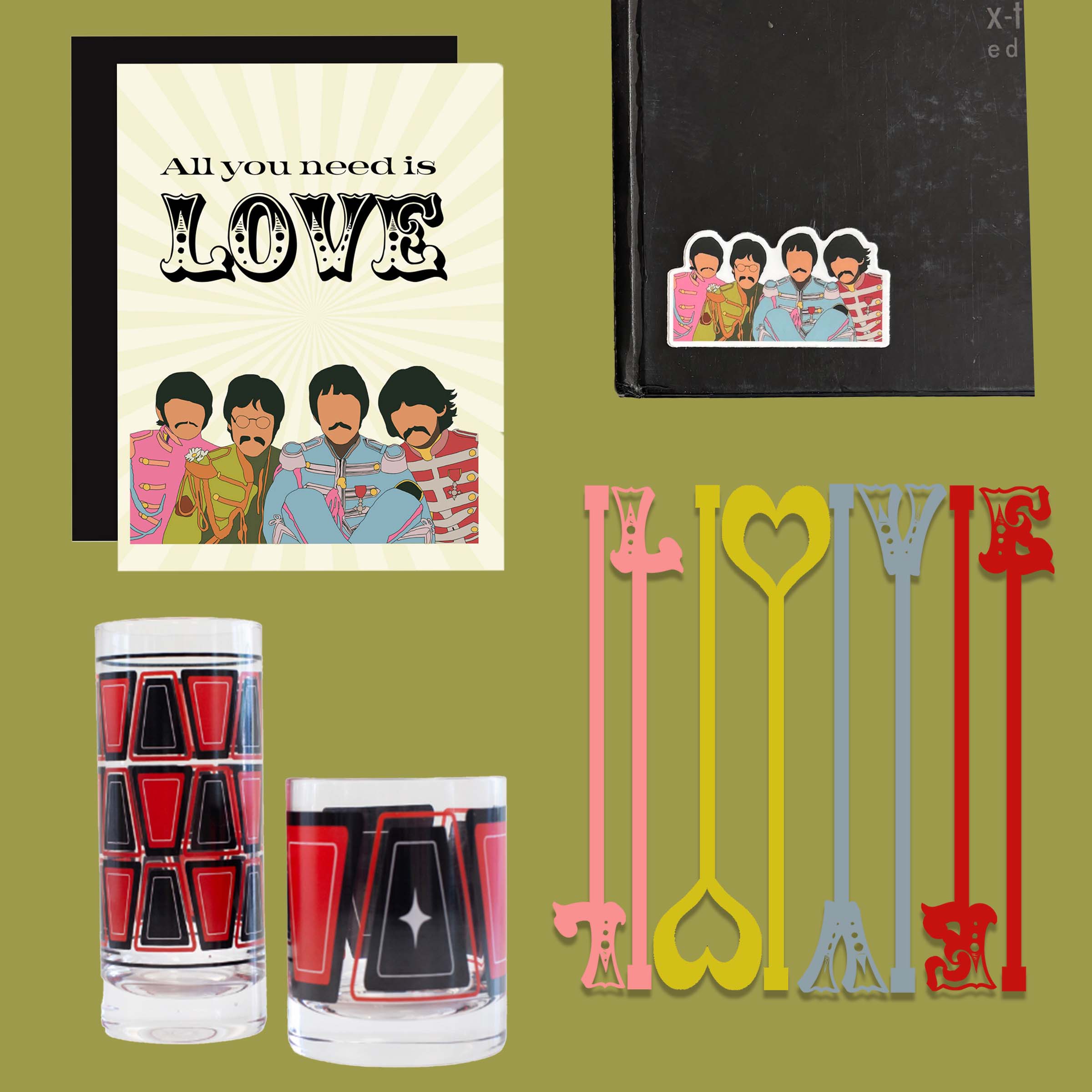 LOVE Acrylic Beverage Mixing Swizzle Sticks