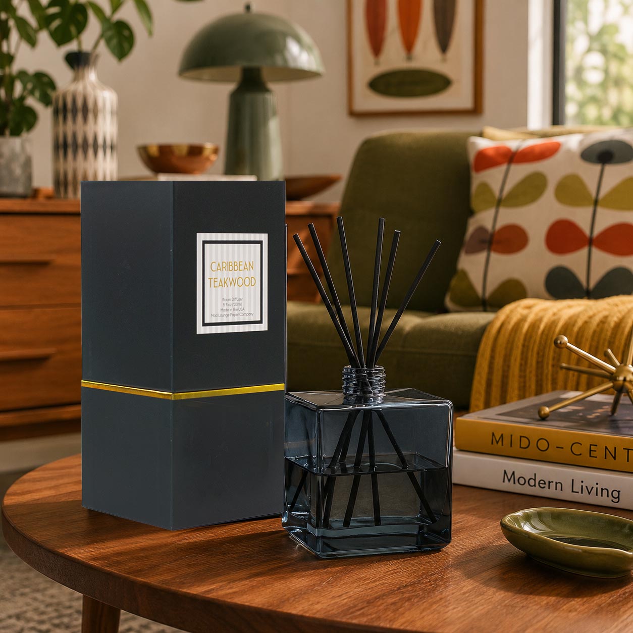 Slate Blue Caribbean Teakwood Reed Diffuser