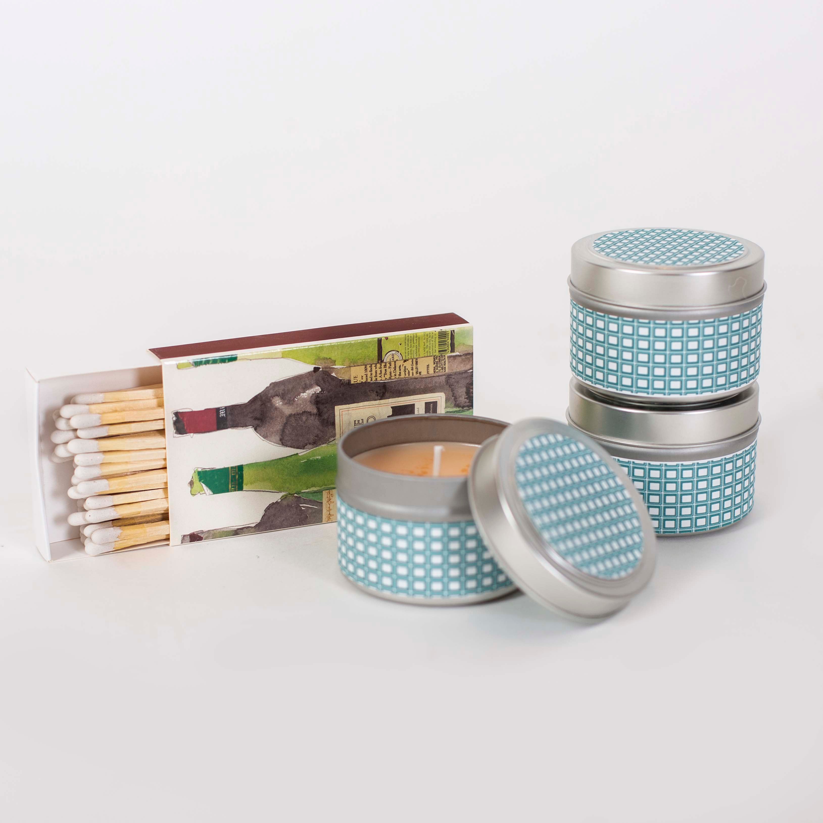 Blue Squares Mid century Modern Squares Travel Candle