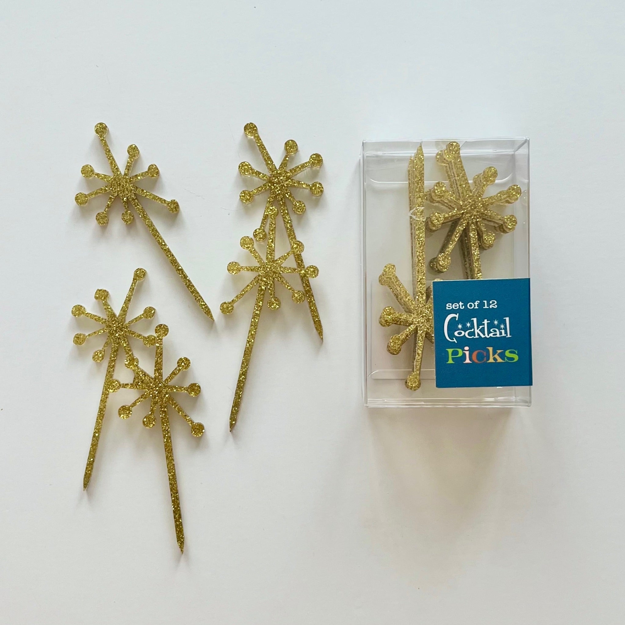 Gold Glitter Starburst Acrylic Cocktail Picks