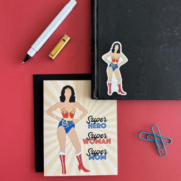 Wonder Woman Super Hero Mom Pop Icon Greeting Card