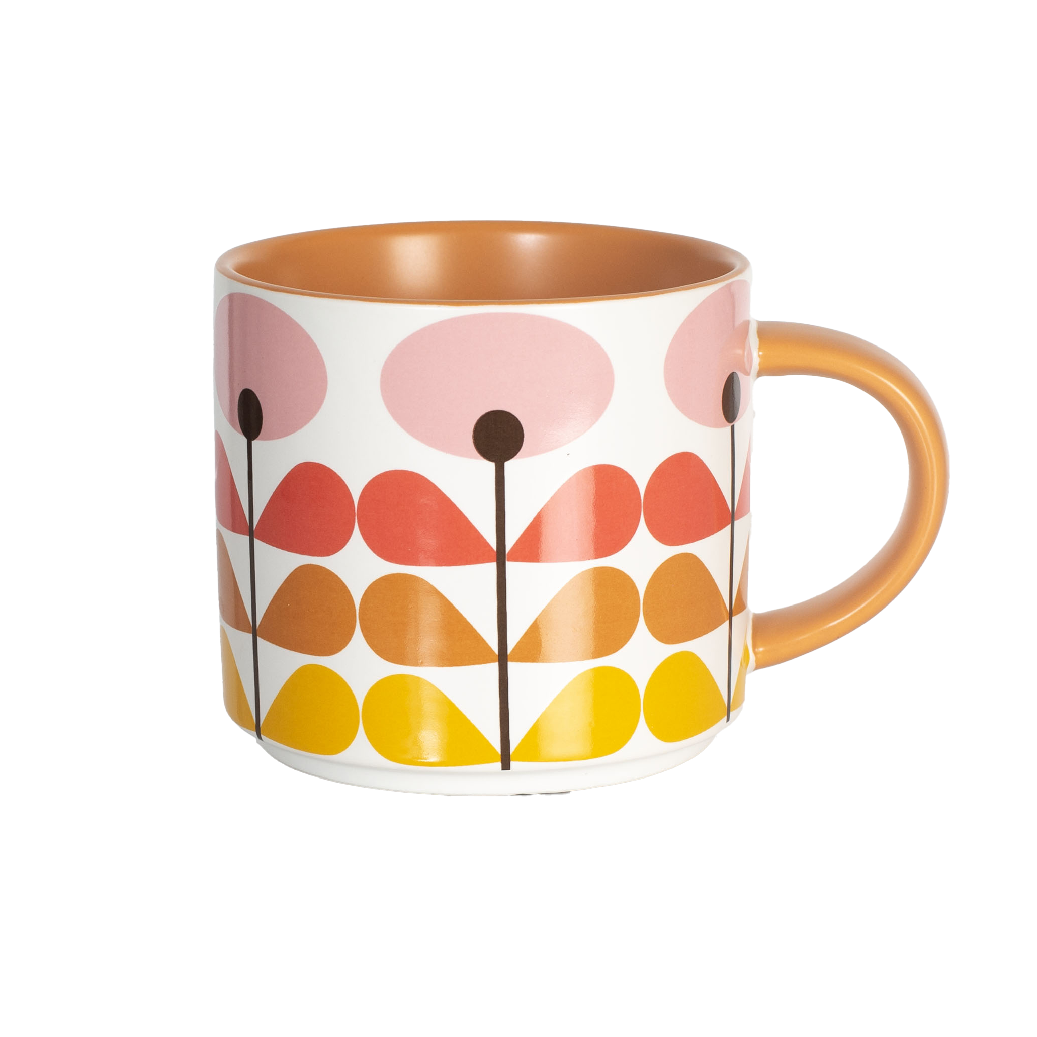 mid century modern Mug with pink floral pattern wholesale