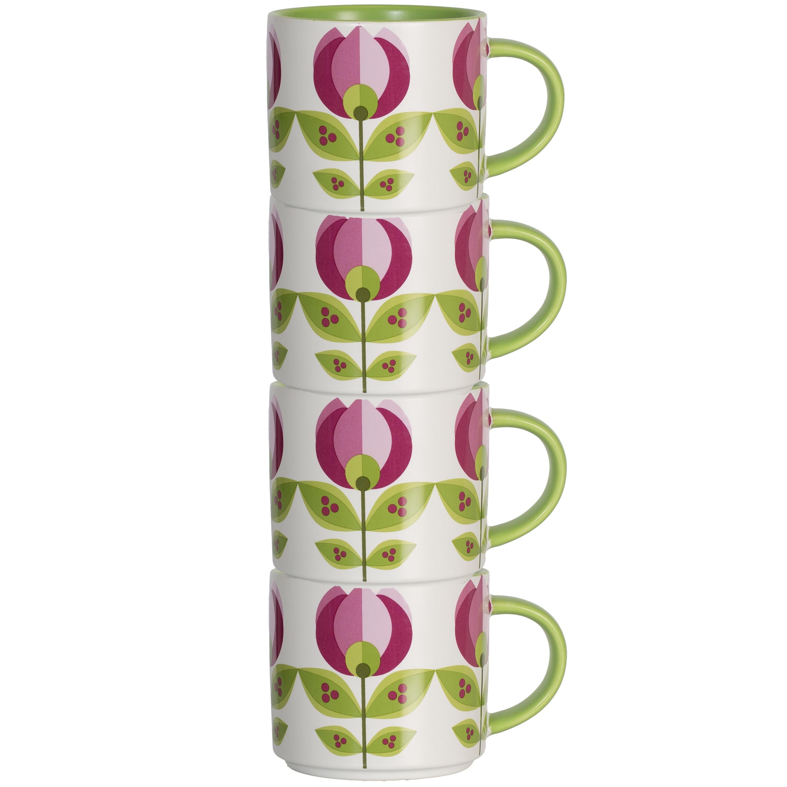 Tulip Flower Mid Century Modern Stackable Matte Coffee Mug
