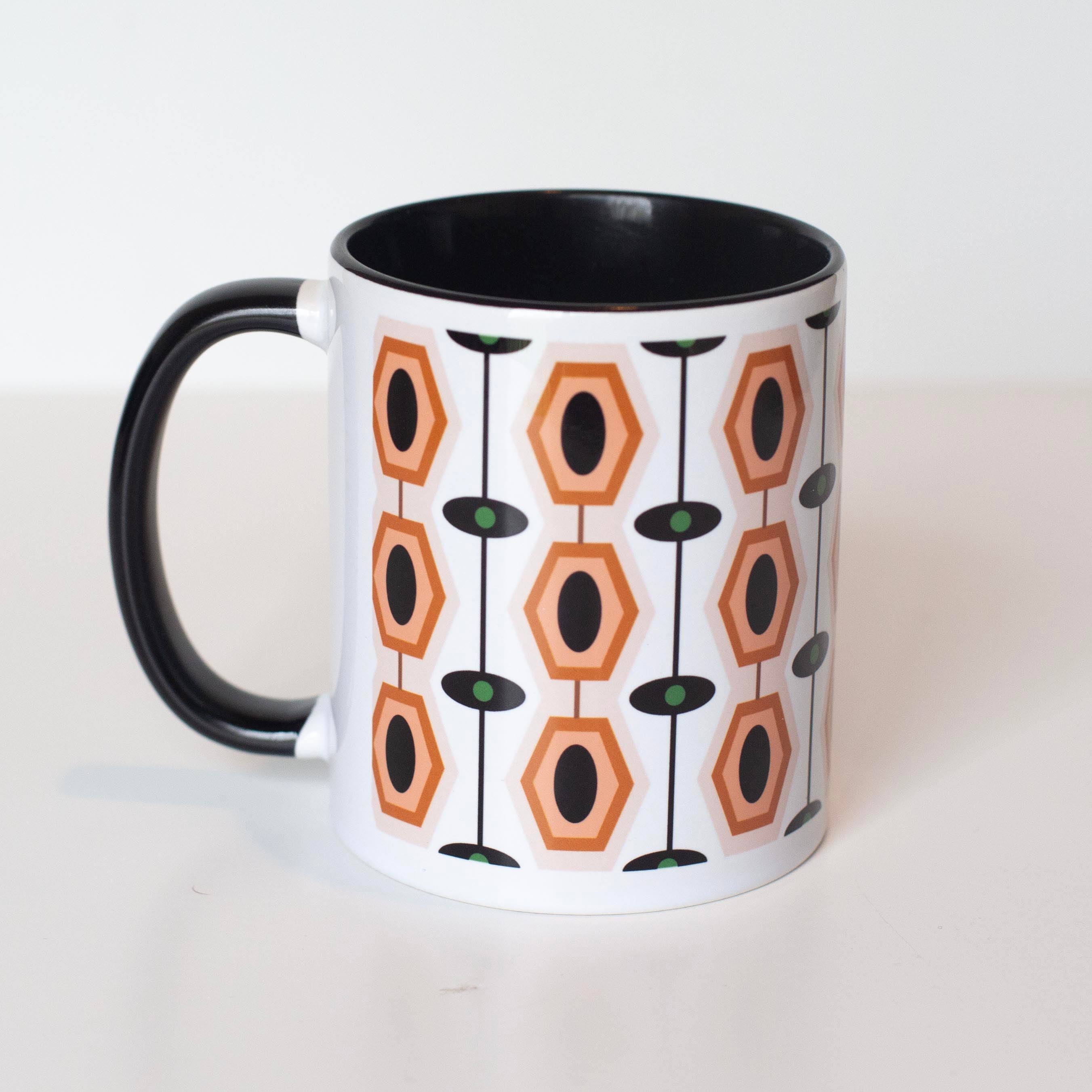 Long Hexagon Mid Century Modern Coffee Mug