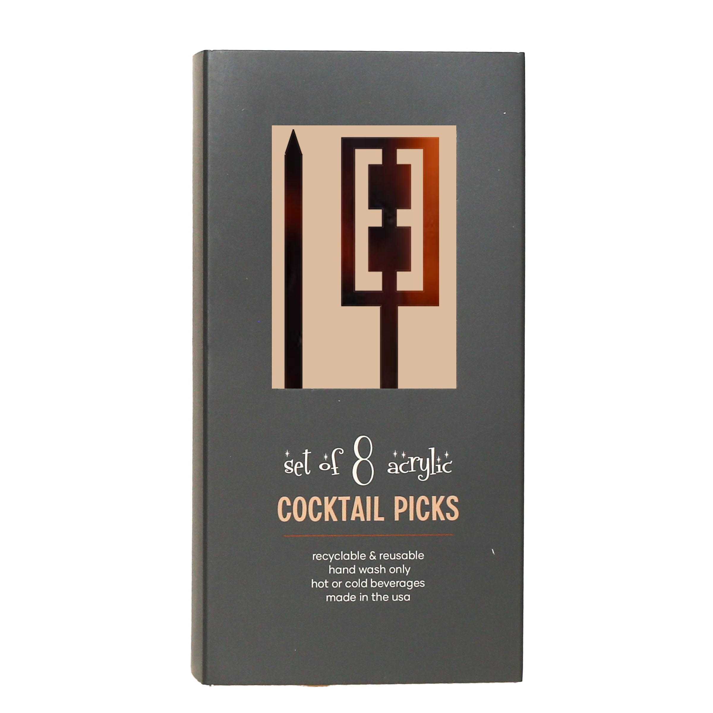 Retro Tortoiseshell Acrylic Cocktail & Appetizer Picks Set of 8