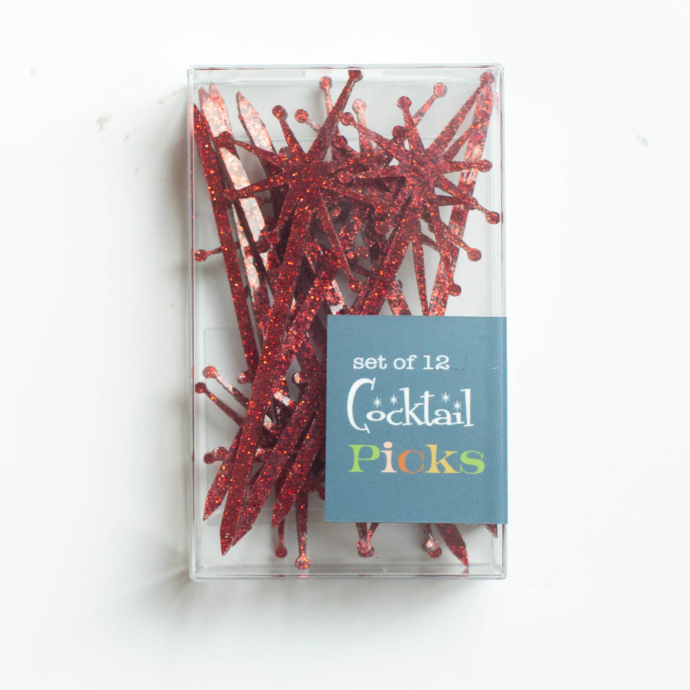 Red Glitter Starburst Acrylic Cocktail Picks