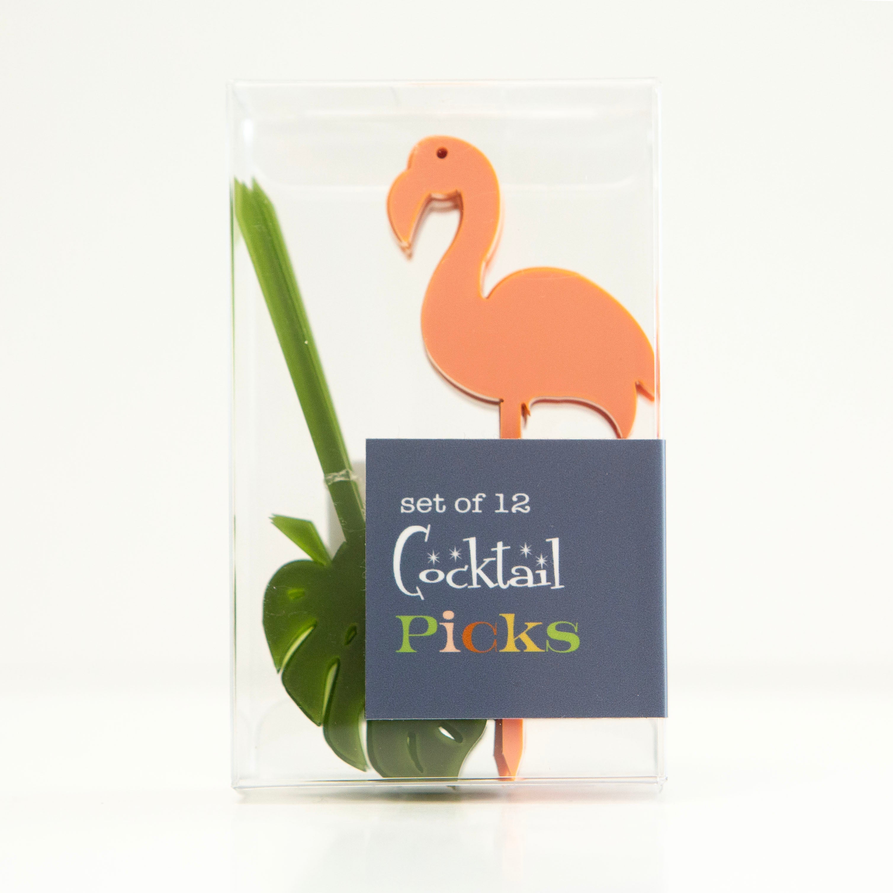 Flamingo and Palm Acrylic Appetizer Cocktail Picks