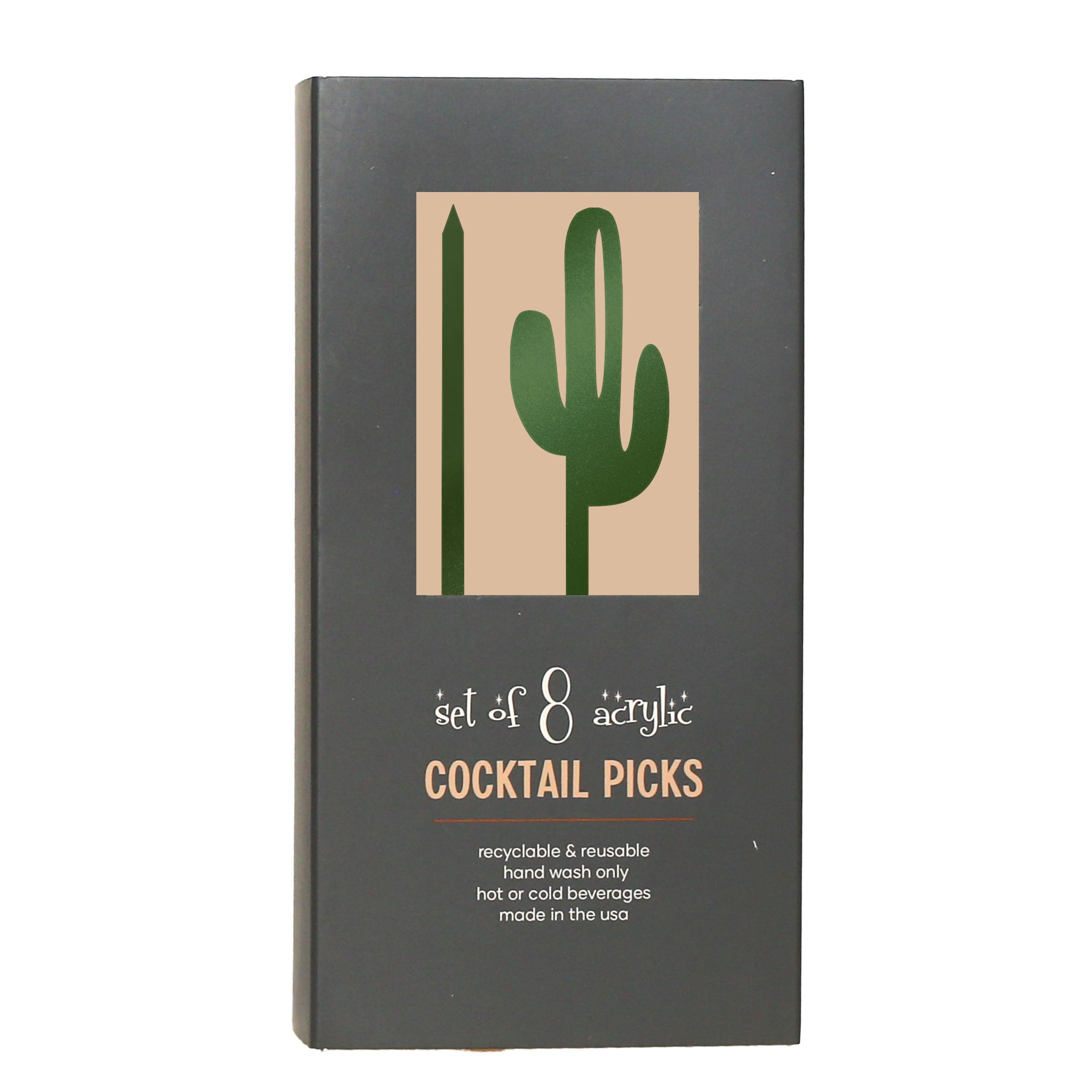 Cactus Green Metallic Acrylic Western Cocktail Appetizer Picks