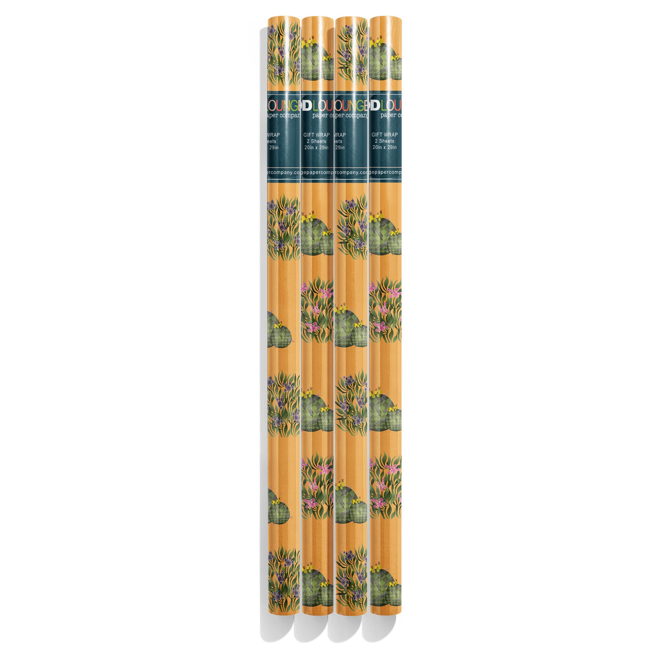 Cactus and Floral Bush Orange Double Sided Gift Wrap Craft Sheet