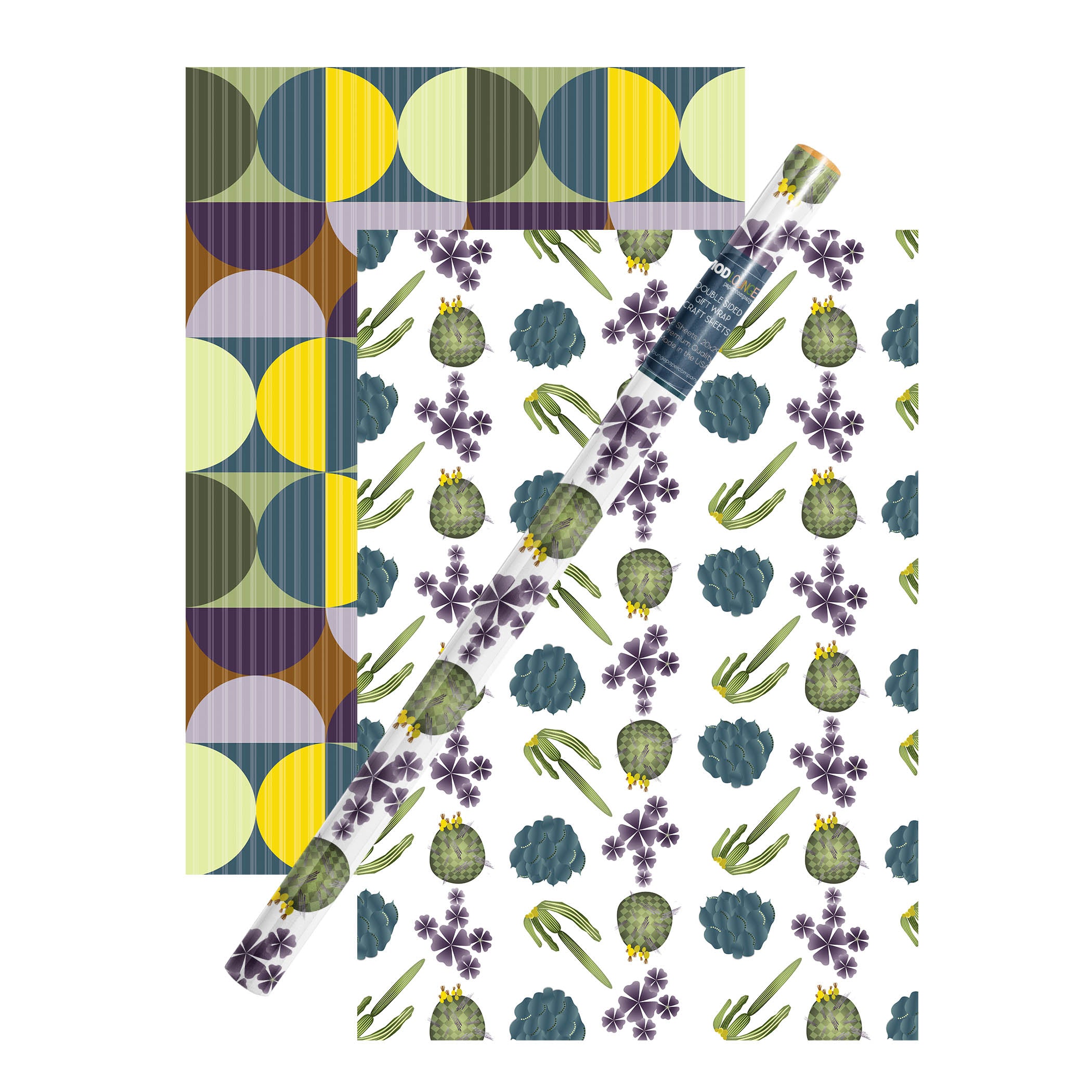 Cactus and Wildflower White Double Sided Gift Wrap Craft Sheet
