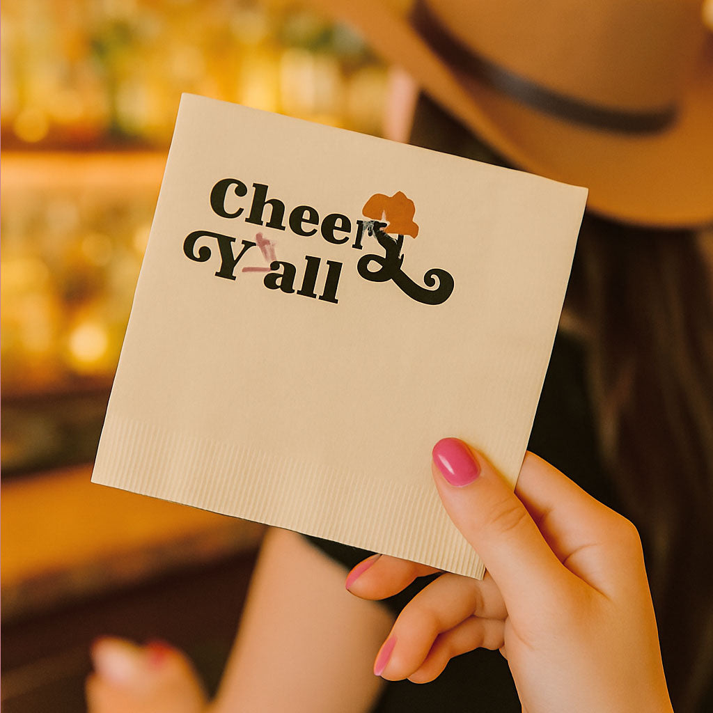 Cheers Yall Western Cowgirl Cocktail Beverage Napkin