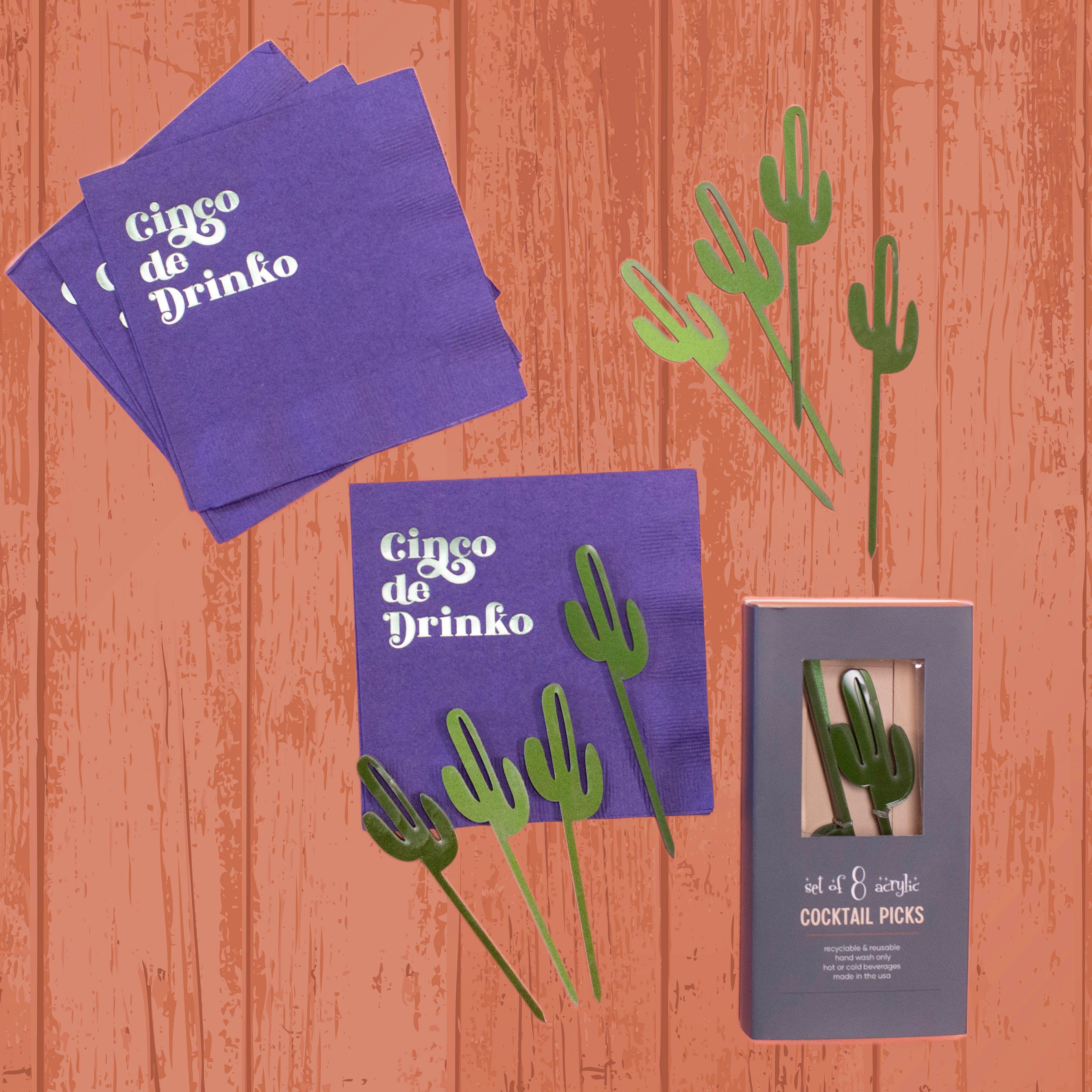 Cinco de Drinko Funny Spanish Fiesta Foil Cocktail Napkin