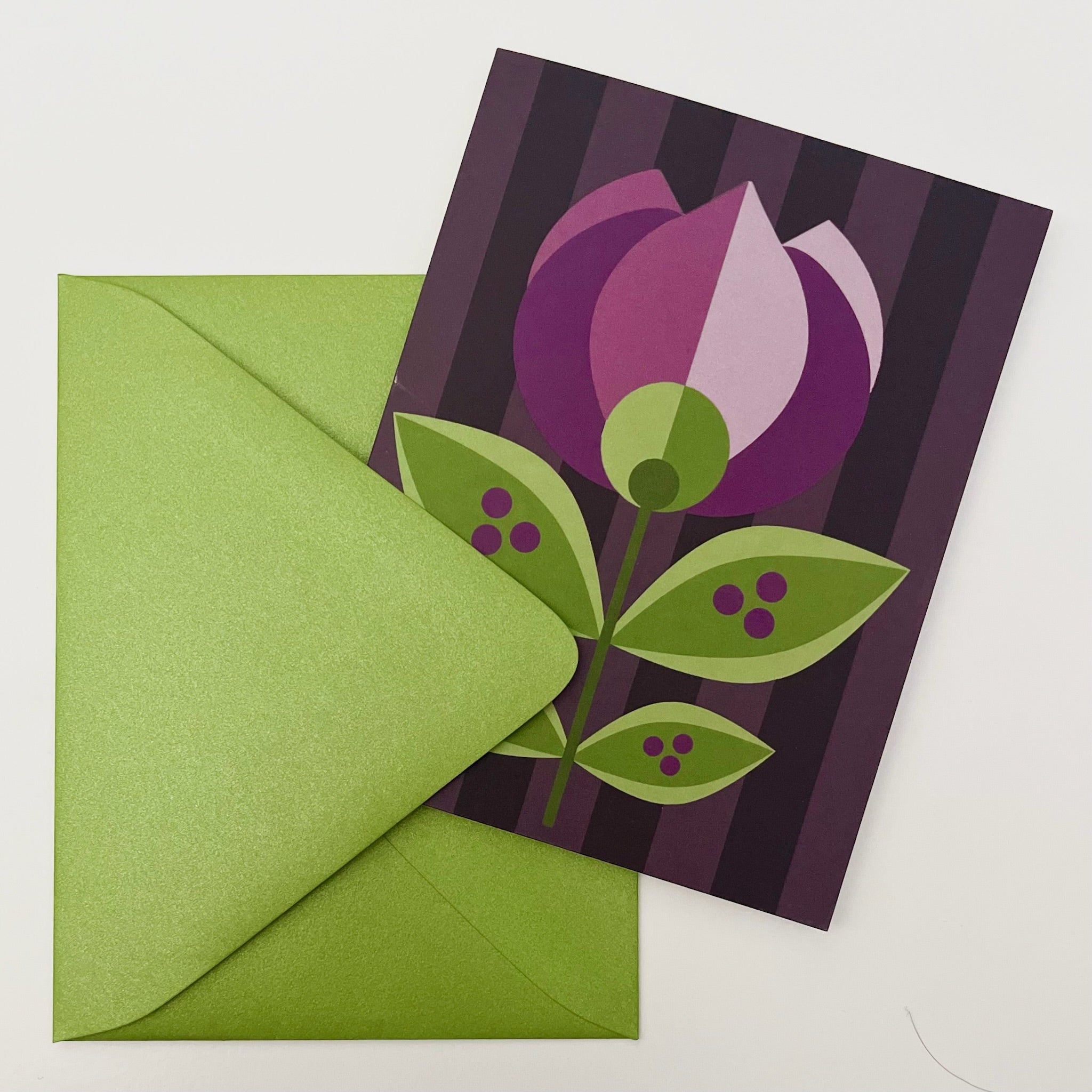 Purple Tulip Mid Century Modern Note Card