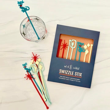 Mod Shapes Mid Century Acrylic Beverage Mixing Swizzle Stix