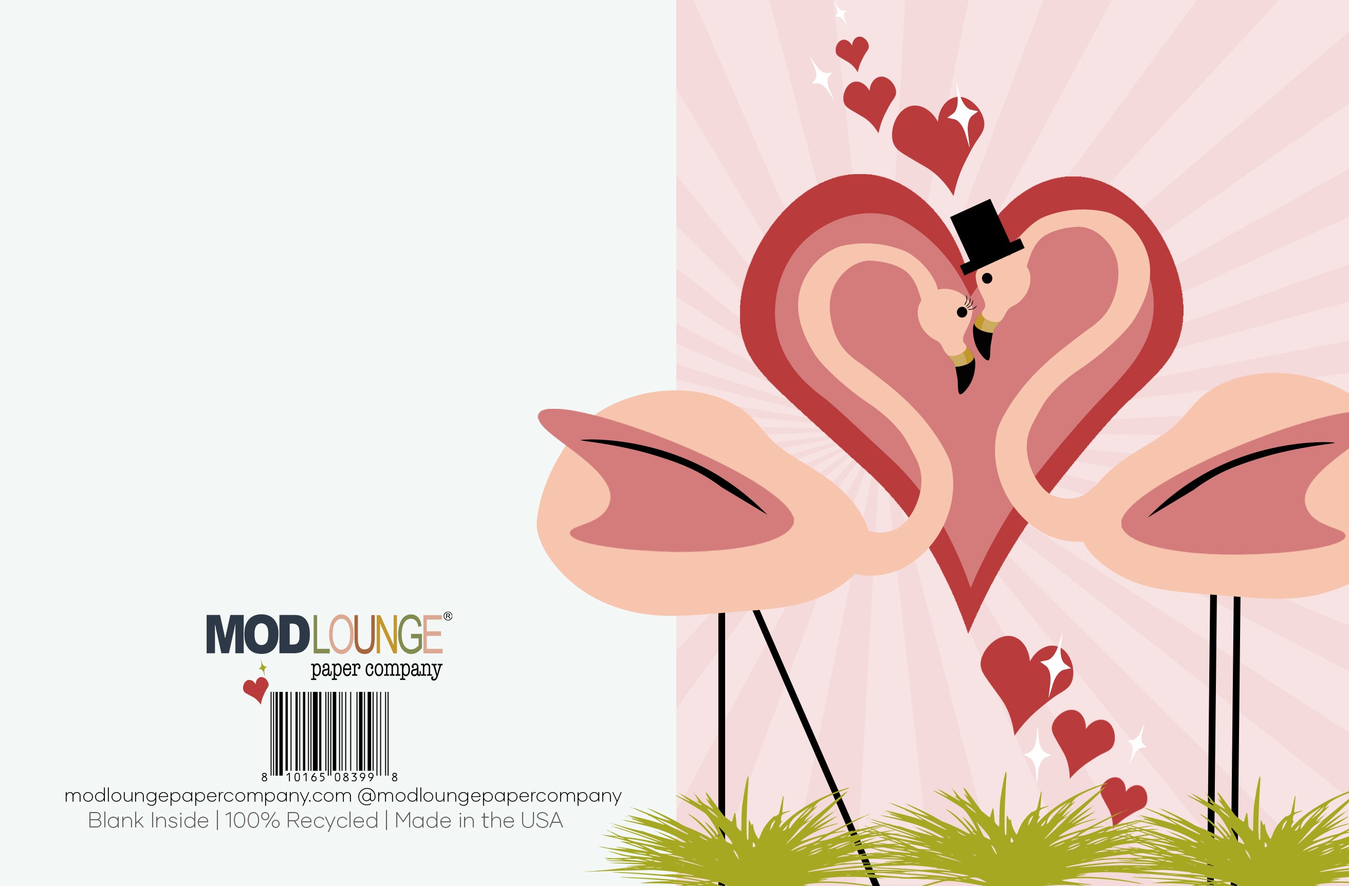 Retro Flamingo Love Mid Century Modern Greeting Card