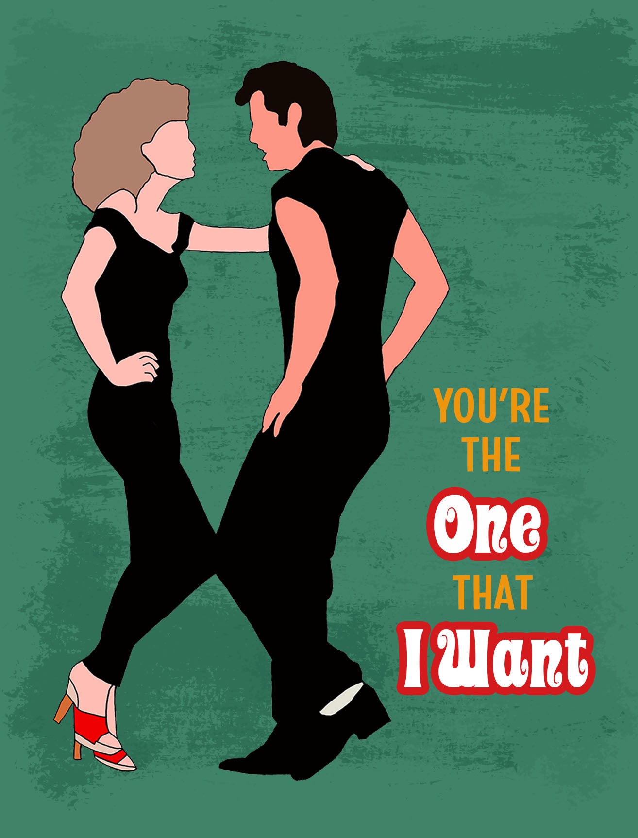 Grease Youre the one that I Want Pop Icon Love Greeting Card