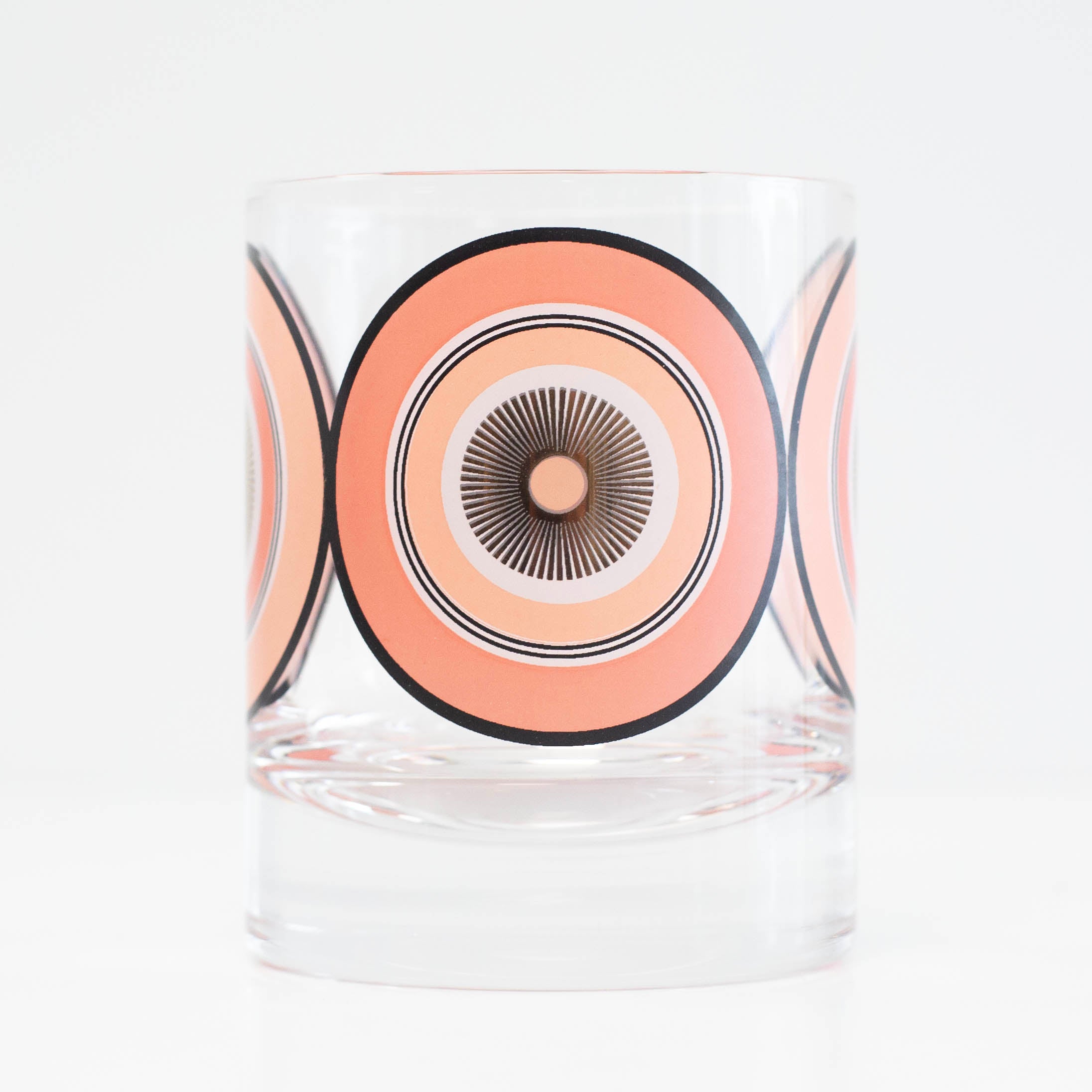 Pink and Gold Circles Mid Century Modern Vintage Cocktail Glasses