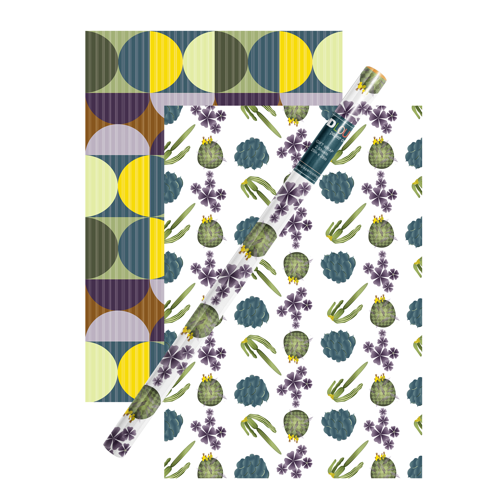 Cactus and Wildflower White Double Sided Gift Wrap Craft Sheet