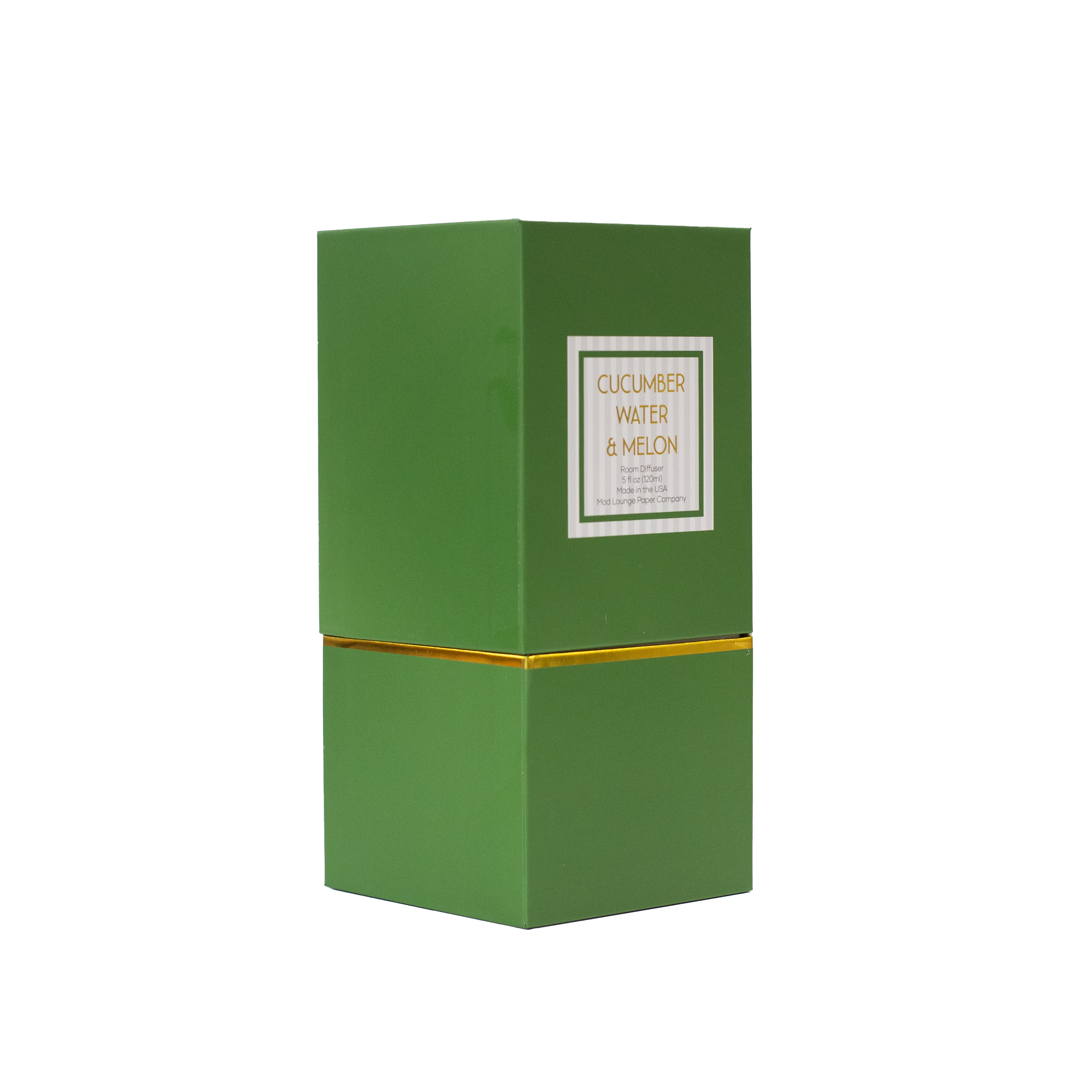 Green Reed Diffuser Cucumber Melon with Luxe Gold Foil