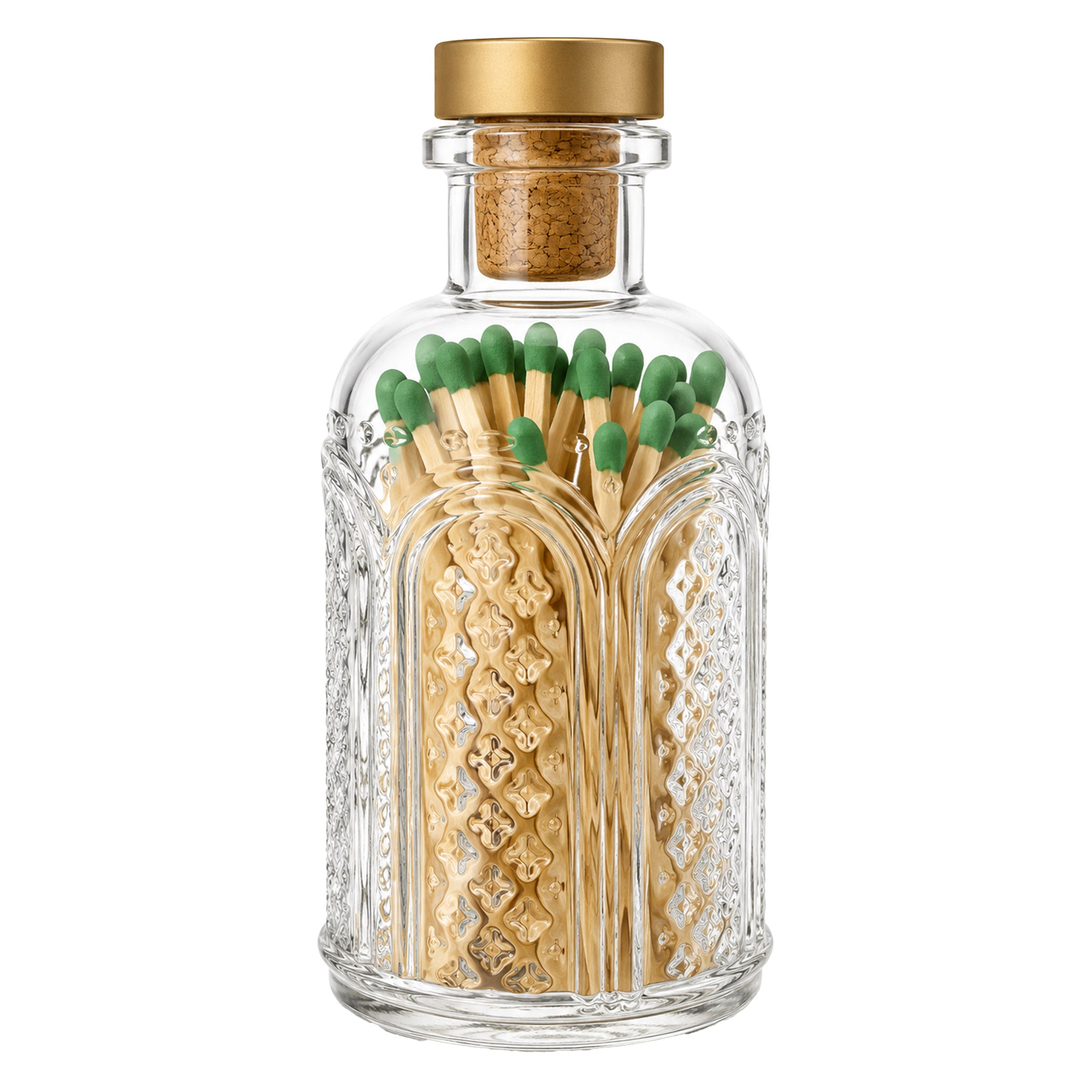 Green Tip Matches in Vintage Glass Jar