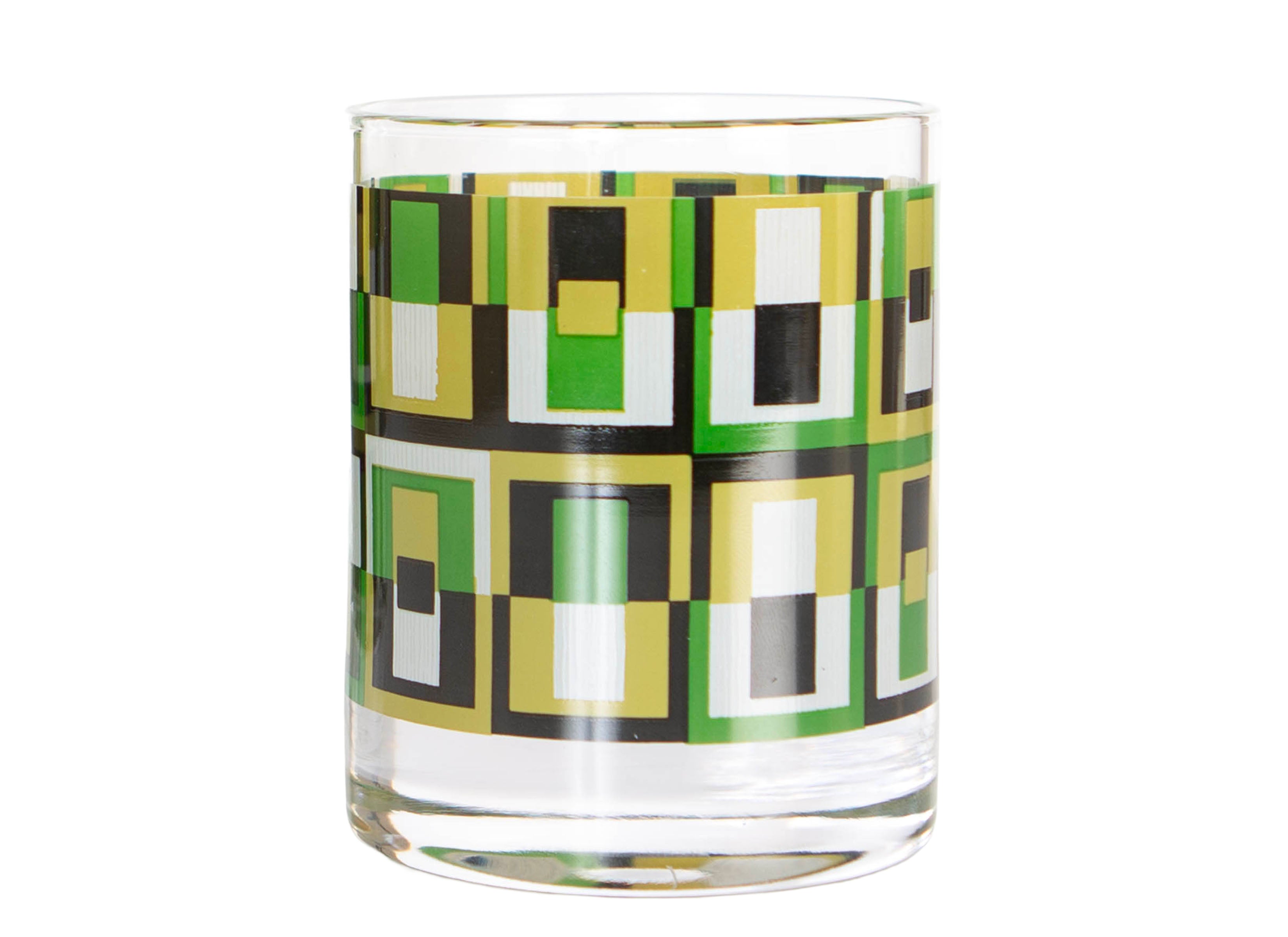 Green Square Vintage Retro Whiskey Rocks Cocktail Glass