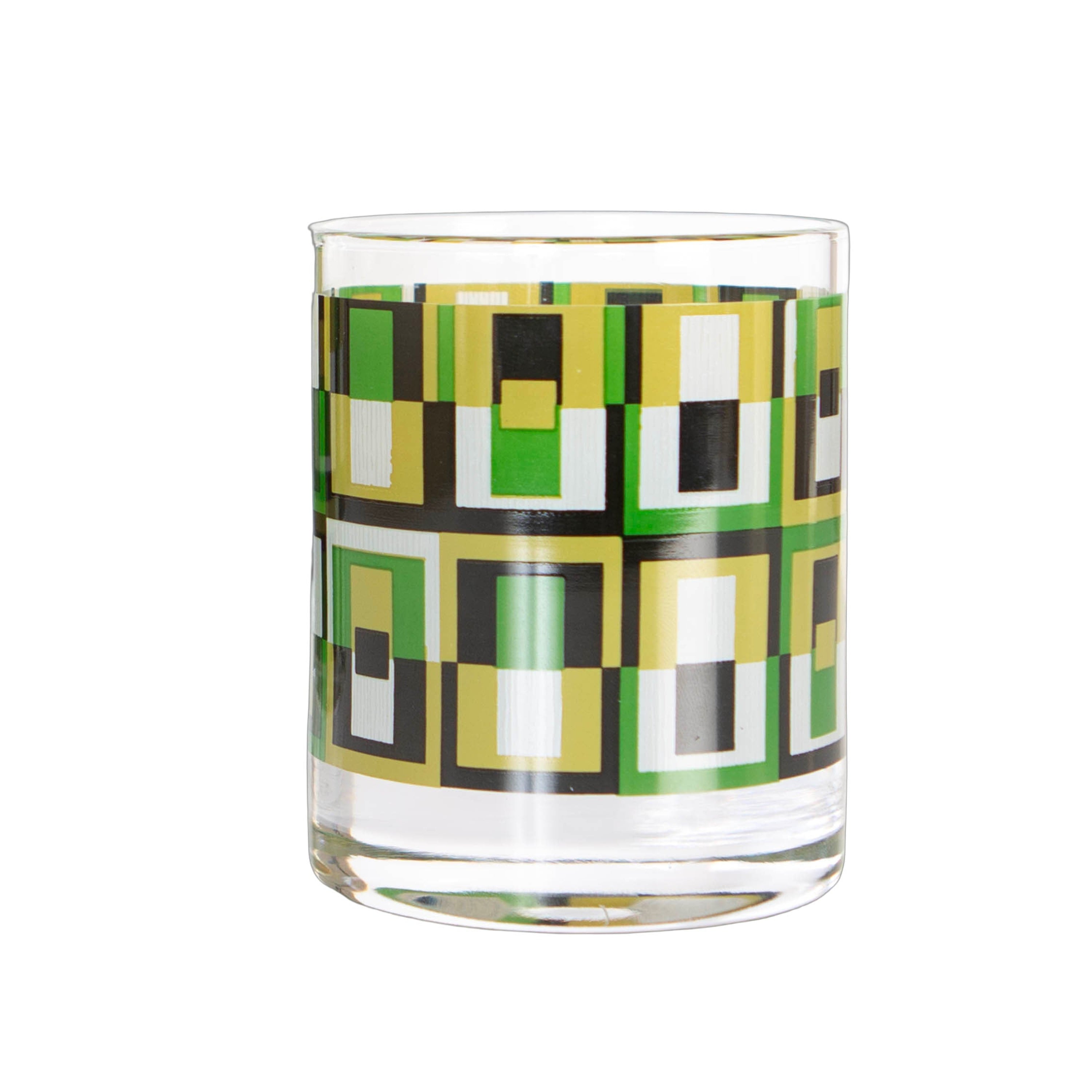 Green Square Vintage Retro Whiskey Rocks Cocktail Glass
