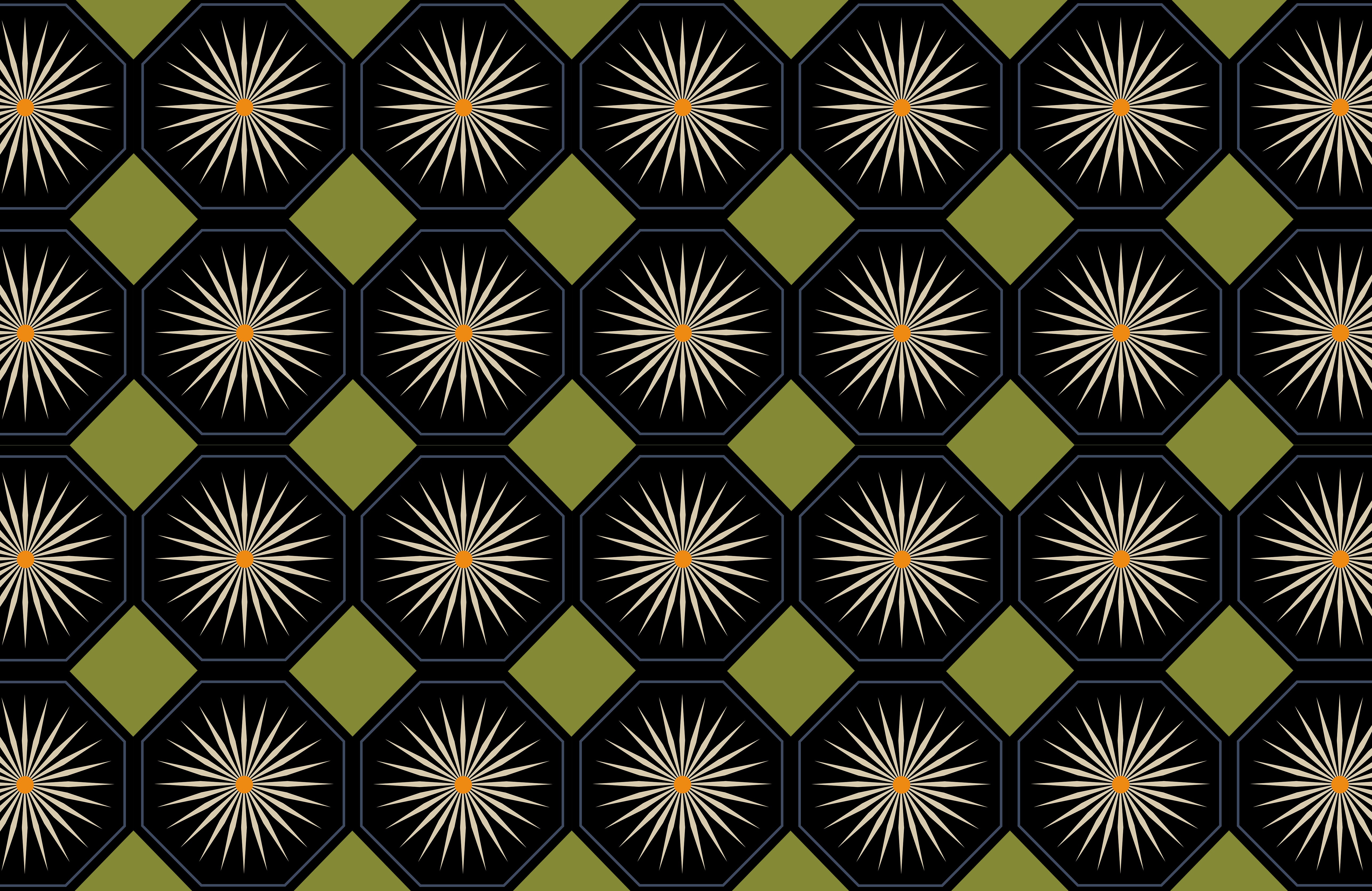 Hexagon Star Double Sided Mid Century Paper Placemats Set of 16