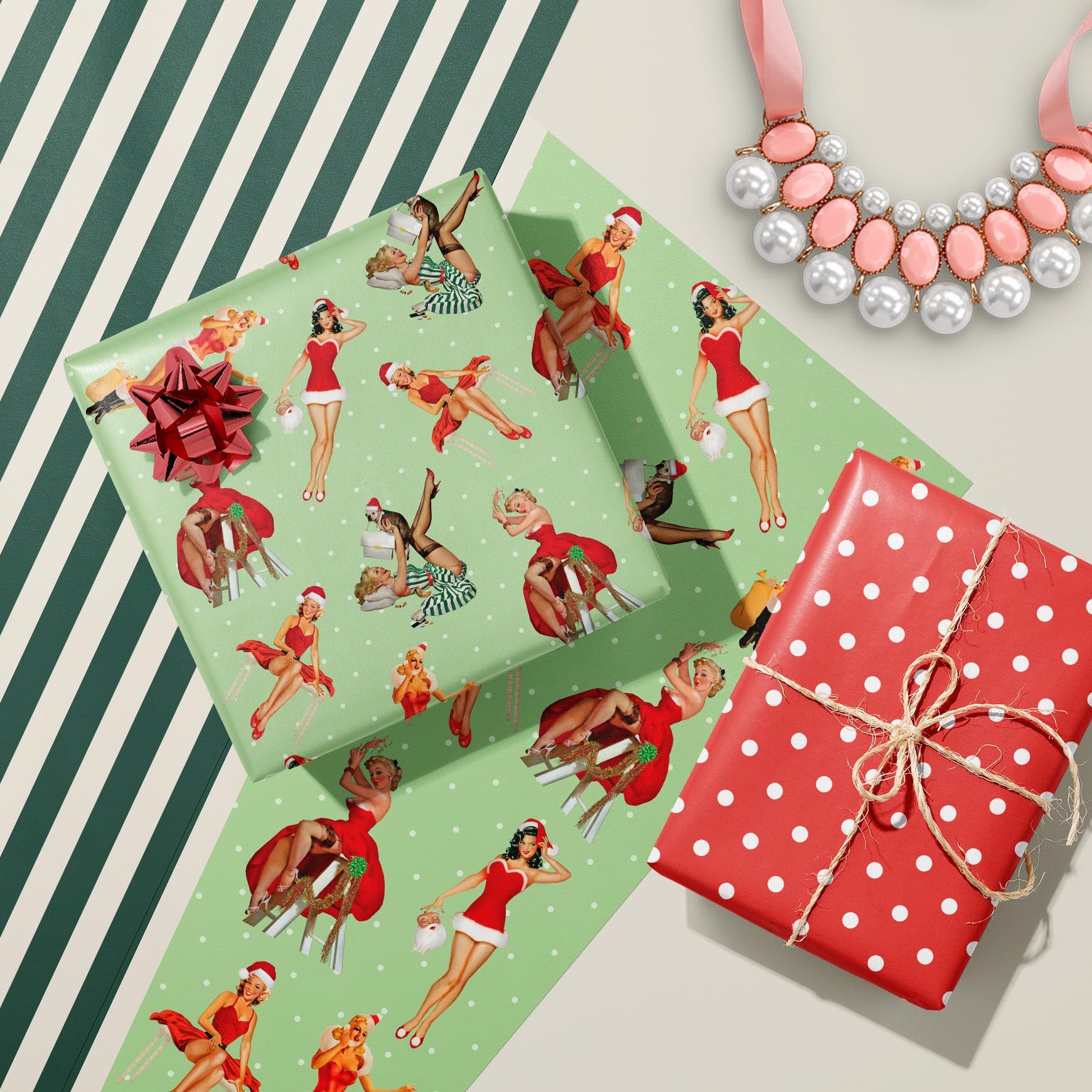 Vintage Pinup Holiday Gift Wrap