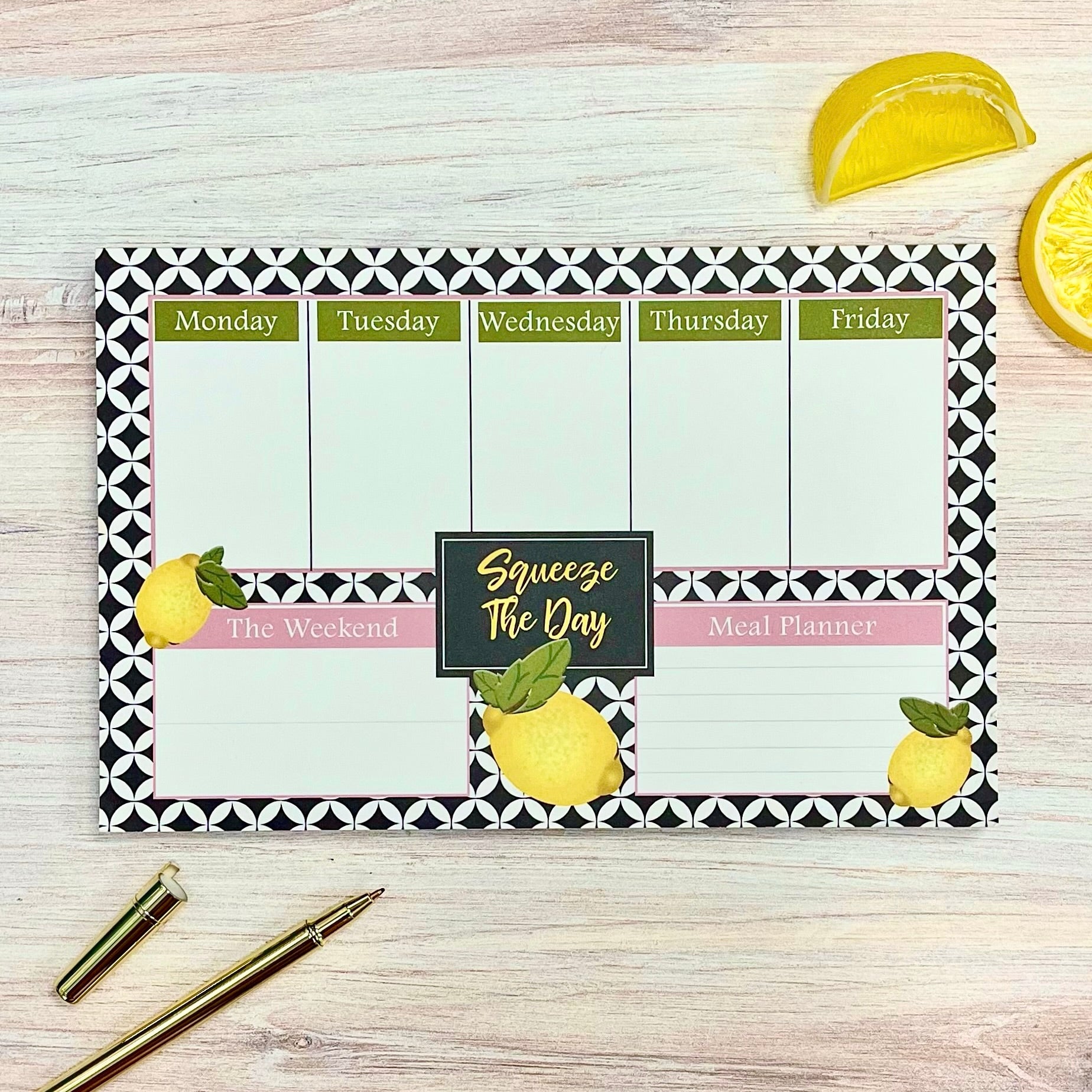 Squeeze The Day Retro Lemon Weekly Planner