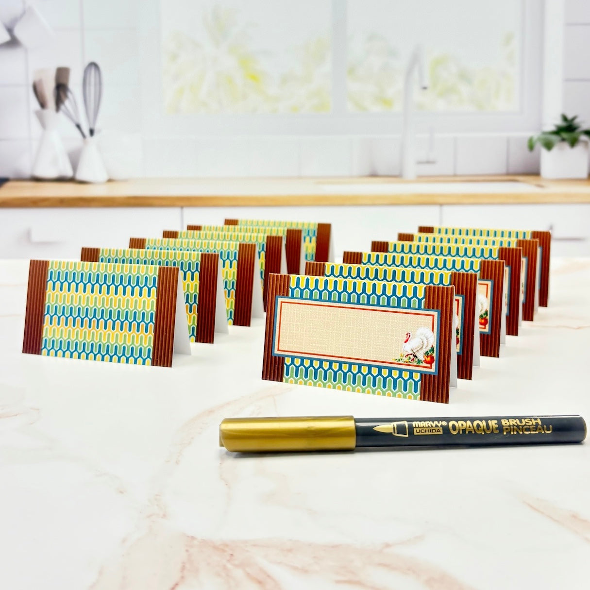 Vintage Turkey Thanksgiving Folded Place Cards