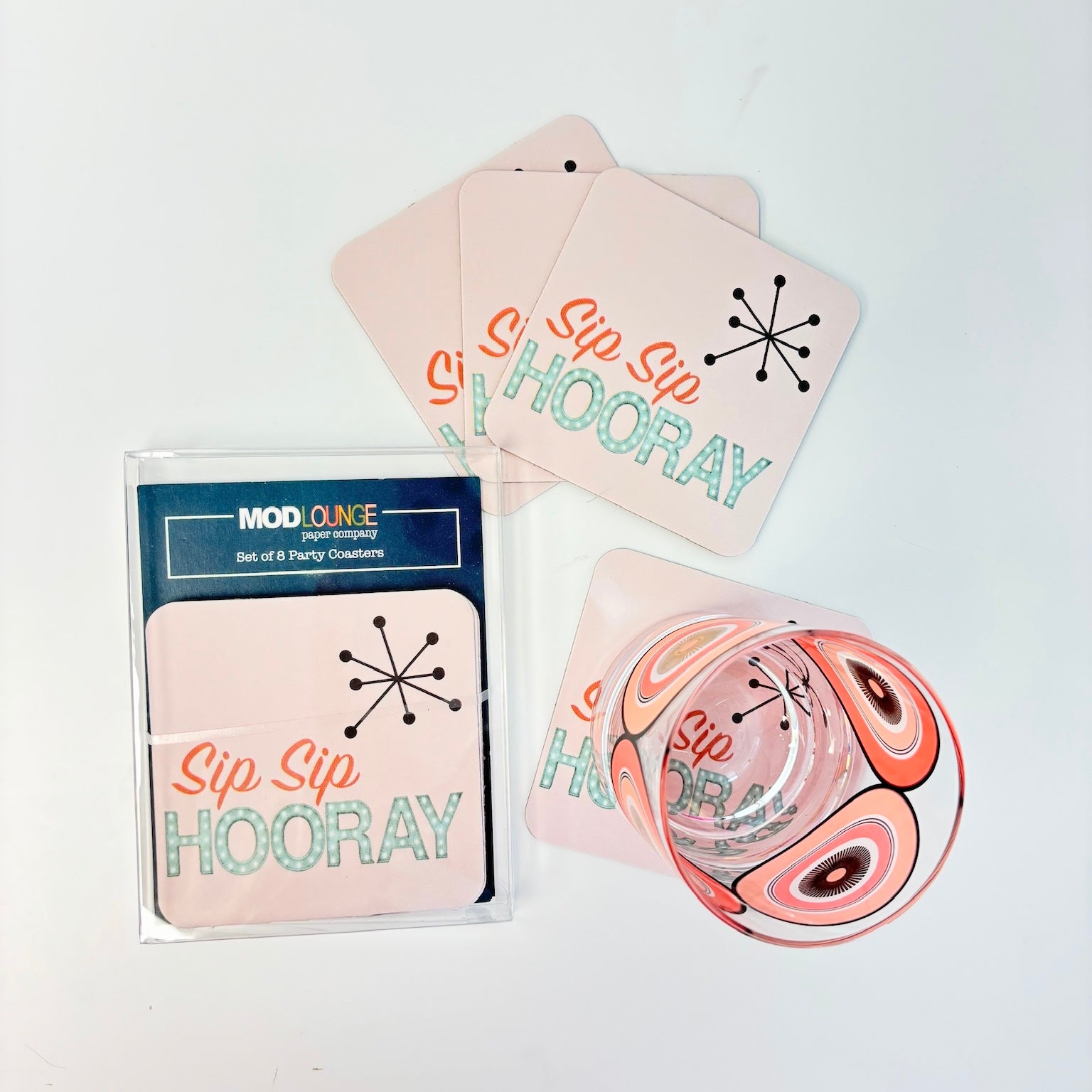 Sip Sip Hooray Funny Party Coasters Set of 8