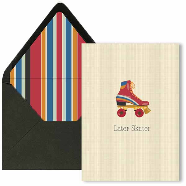 Later Skater Retro Roller Skating Miss You Greeting Card