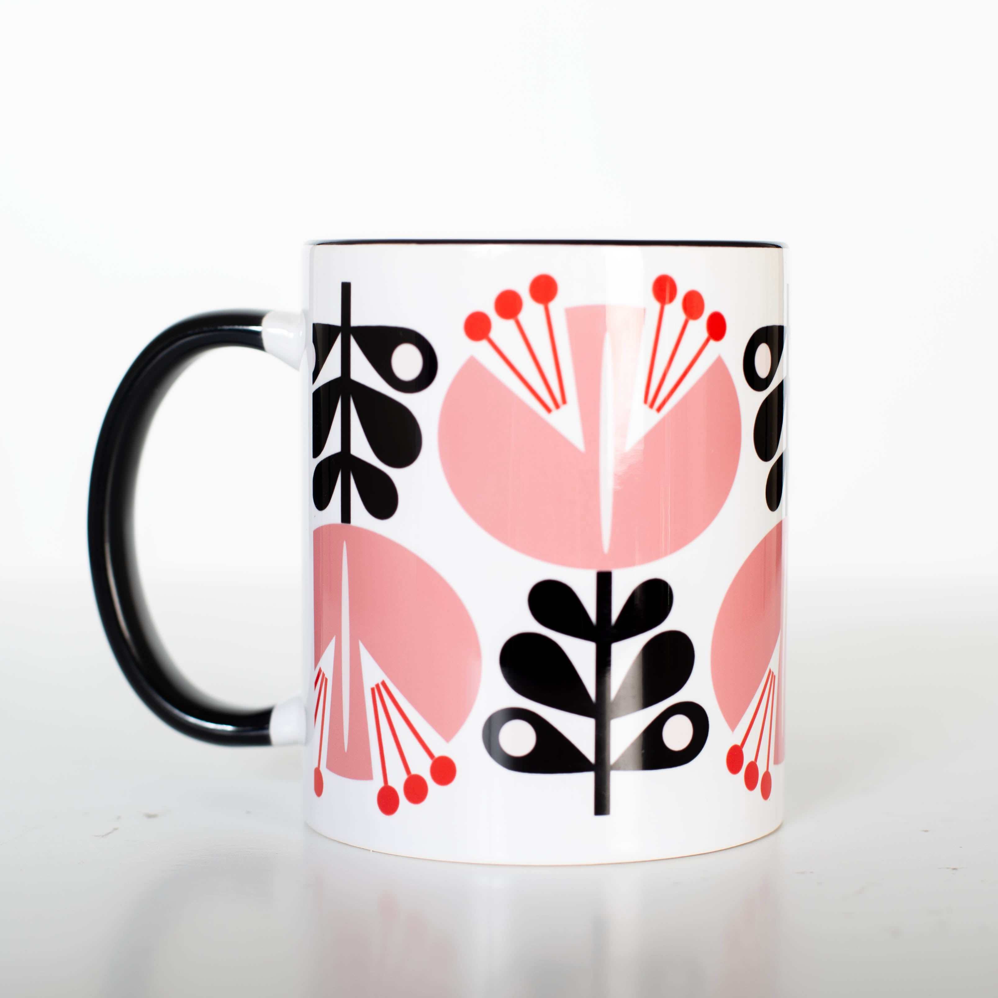 Pink Lily Mid Century Modern Flower Coffee Mug