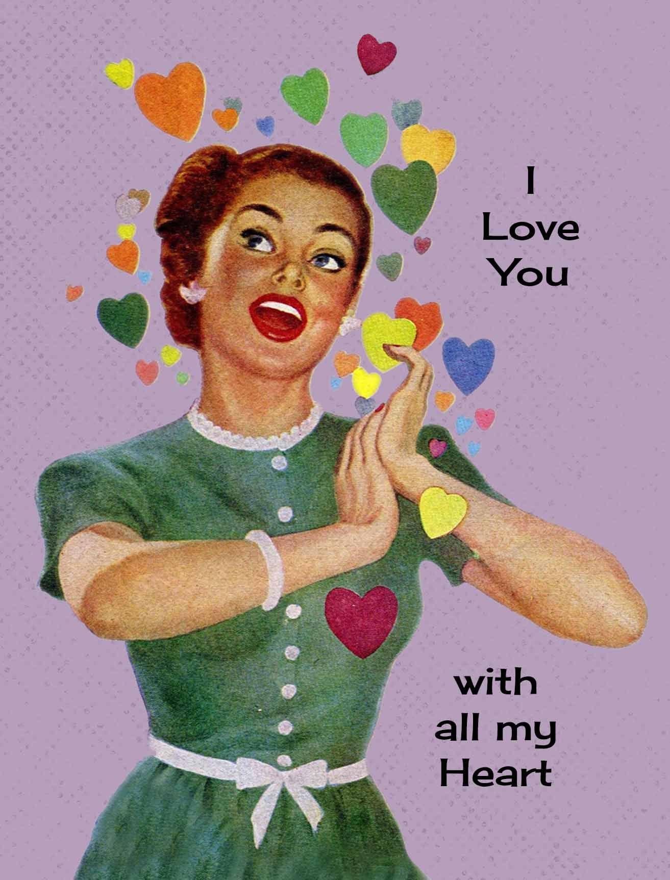 I Love You With All My Heart Vintage Greeting Card