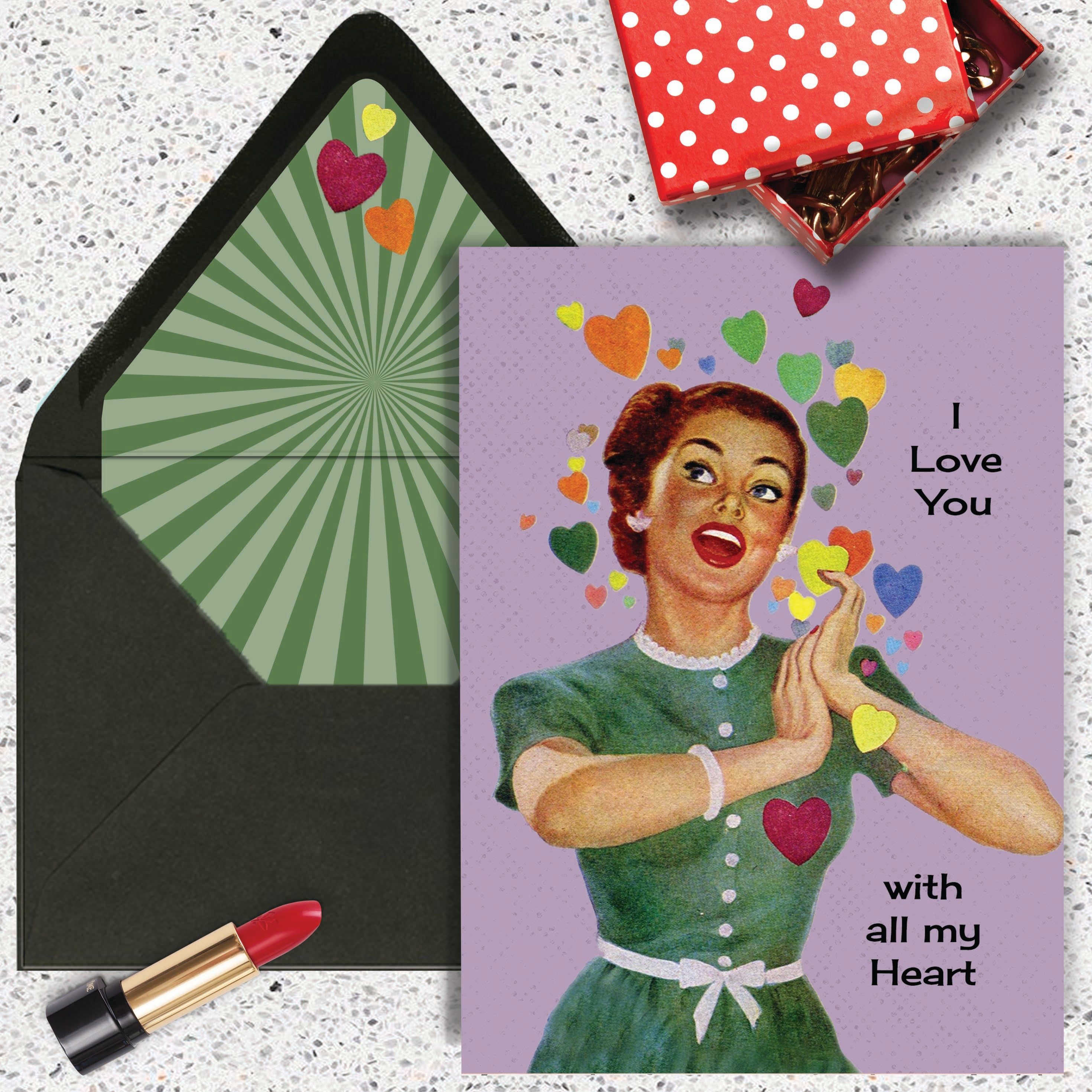 I Love You With All My Heart Vintage Greeting Card