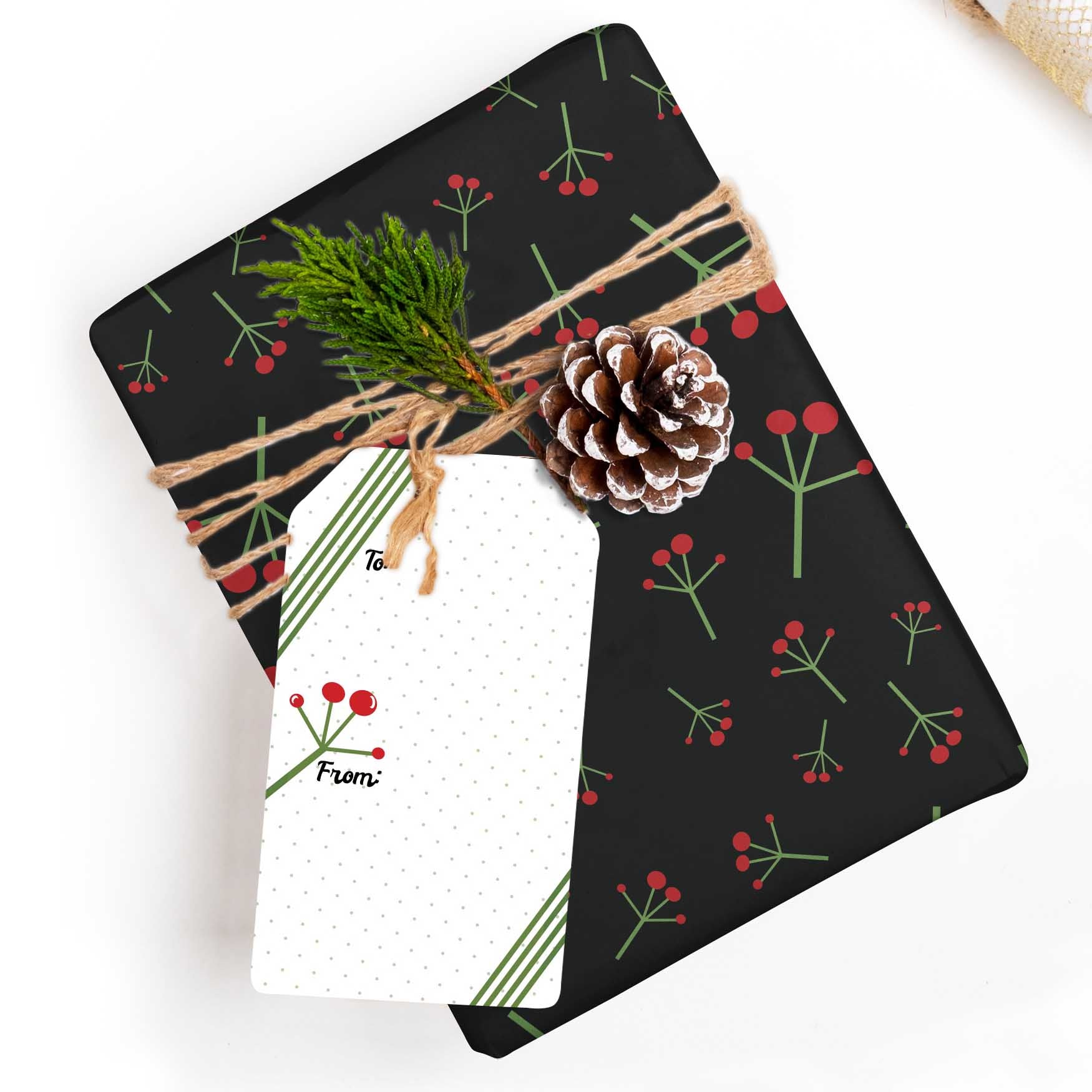 Mistletoe Mid Century Modern Gift Wrap