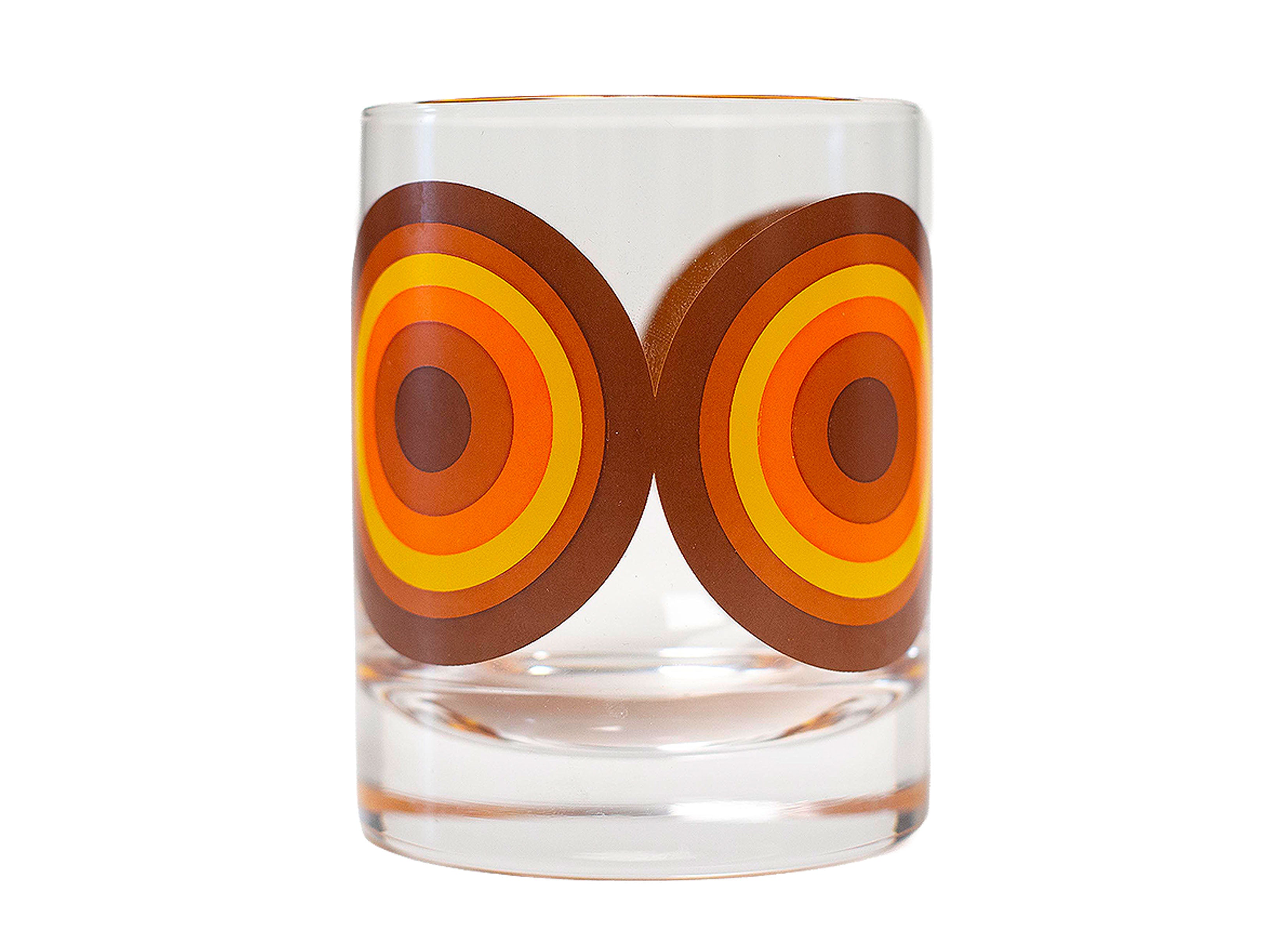 Orange and Brown Retro Circle Whiskey Cocktail Glass