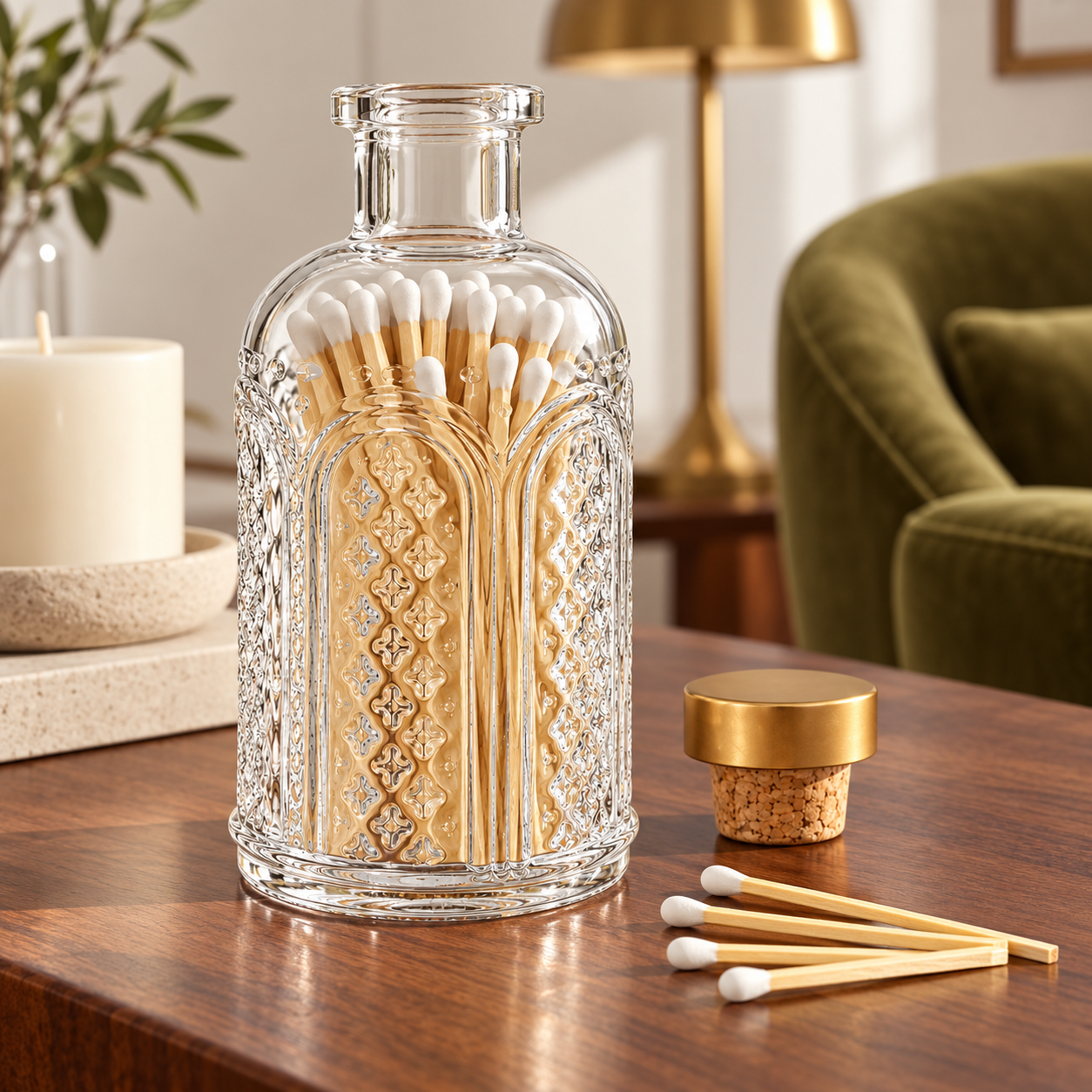 White Matches in Vintage Glass Jar