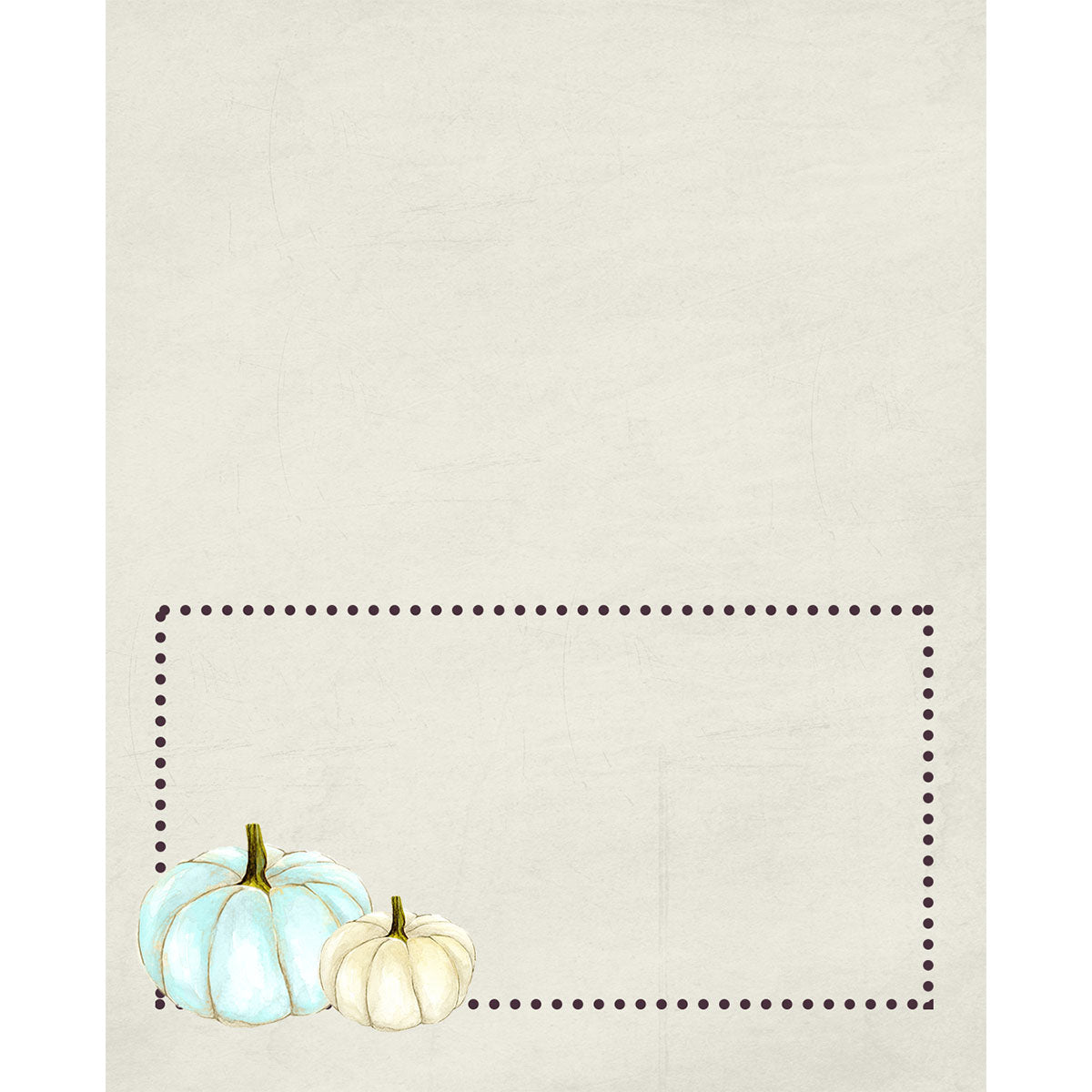 White Pumpkin on Plum Thanksgiving Folded Place Cards