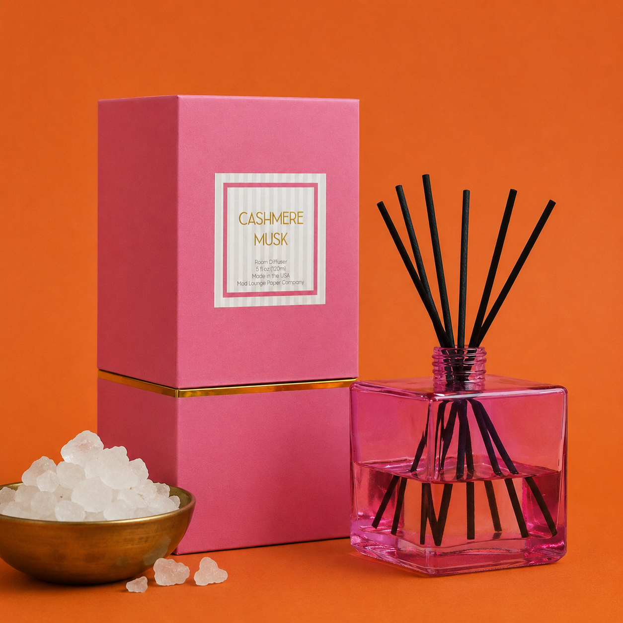 Pink and Gold Cashmere Musk Luxury Reed Diffuser