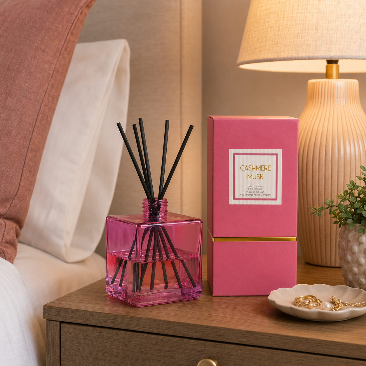 Pink and Gold Cashmere Musk Luxury Reed Diffuser