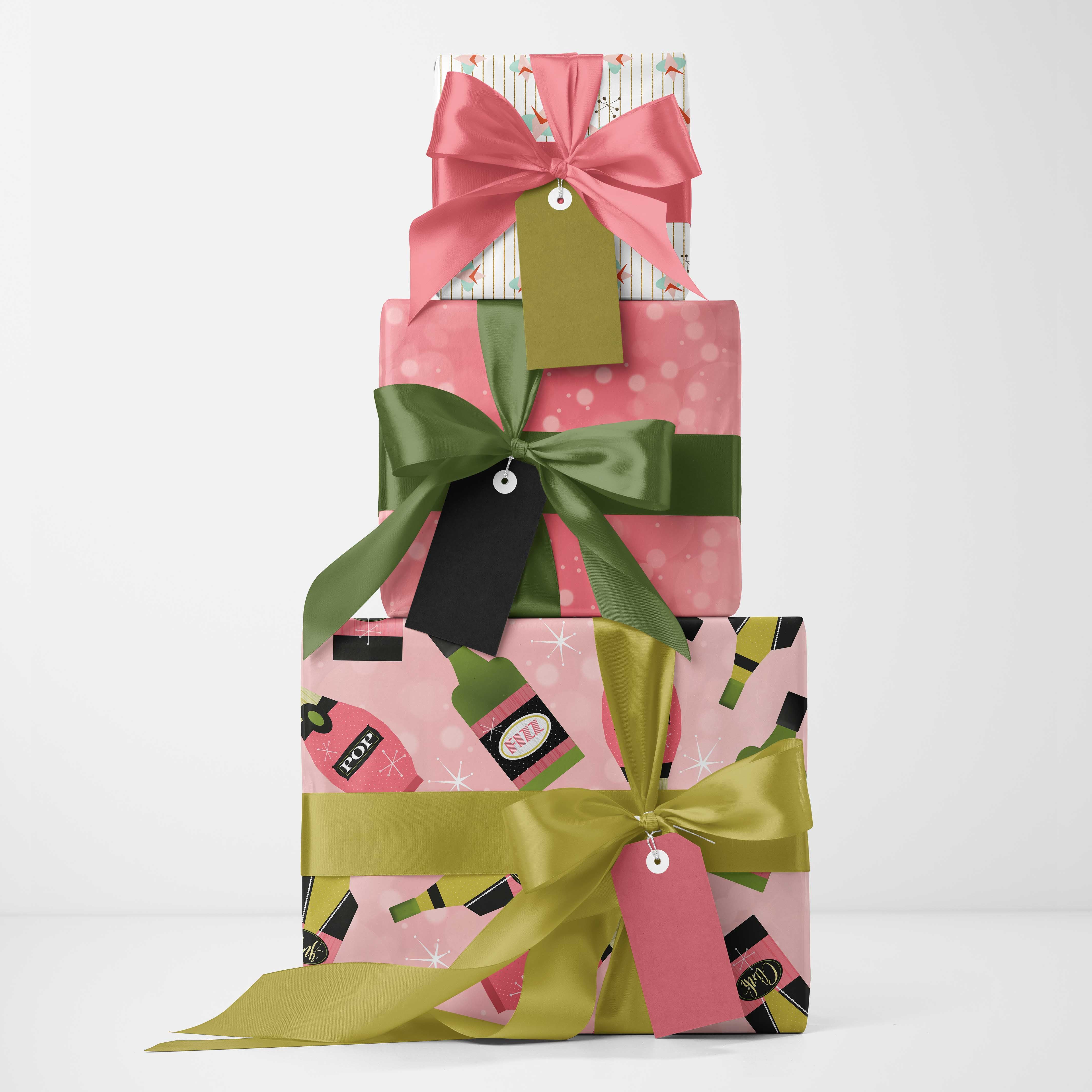 Pop Clink Fizz Double Sided Gift Wrap