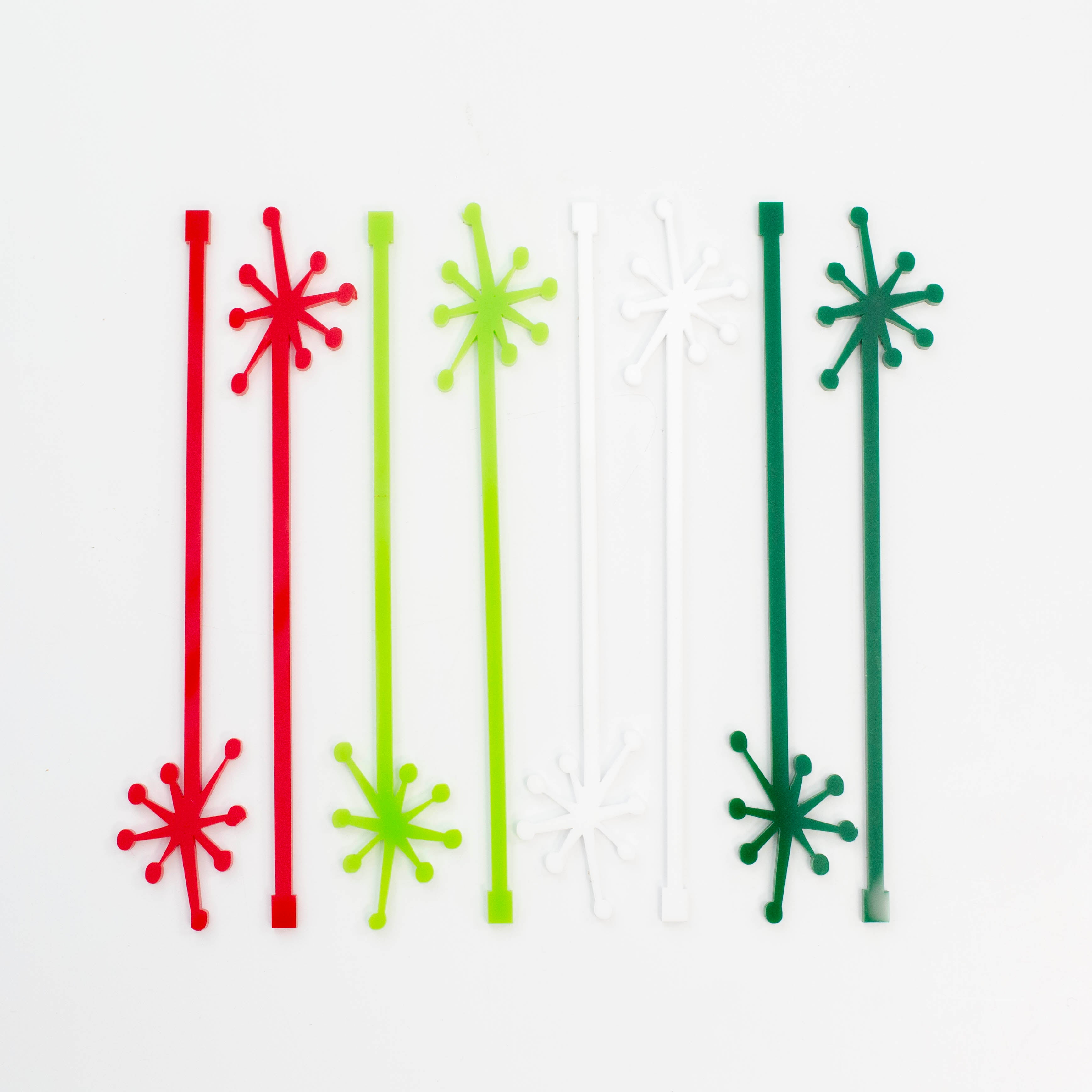 Retro Starburst Holiday Acrylic Beverage Mixing Swizzle Stix