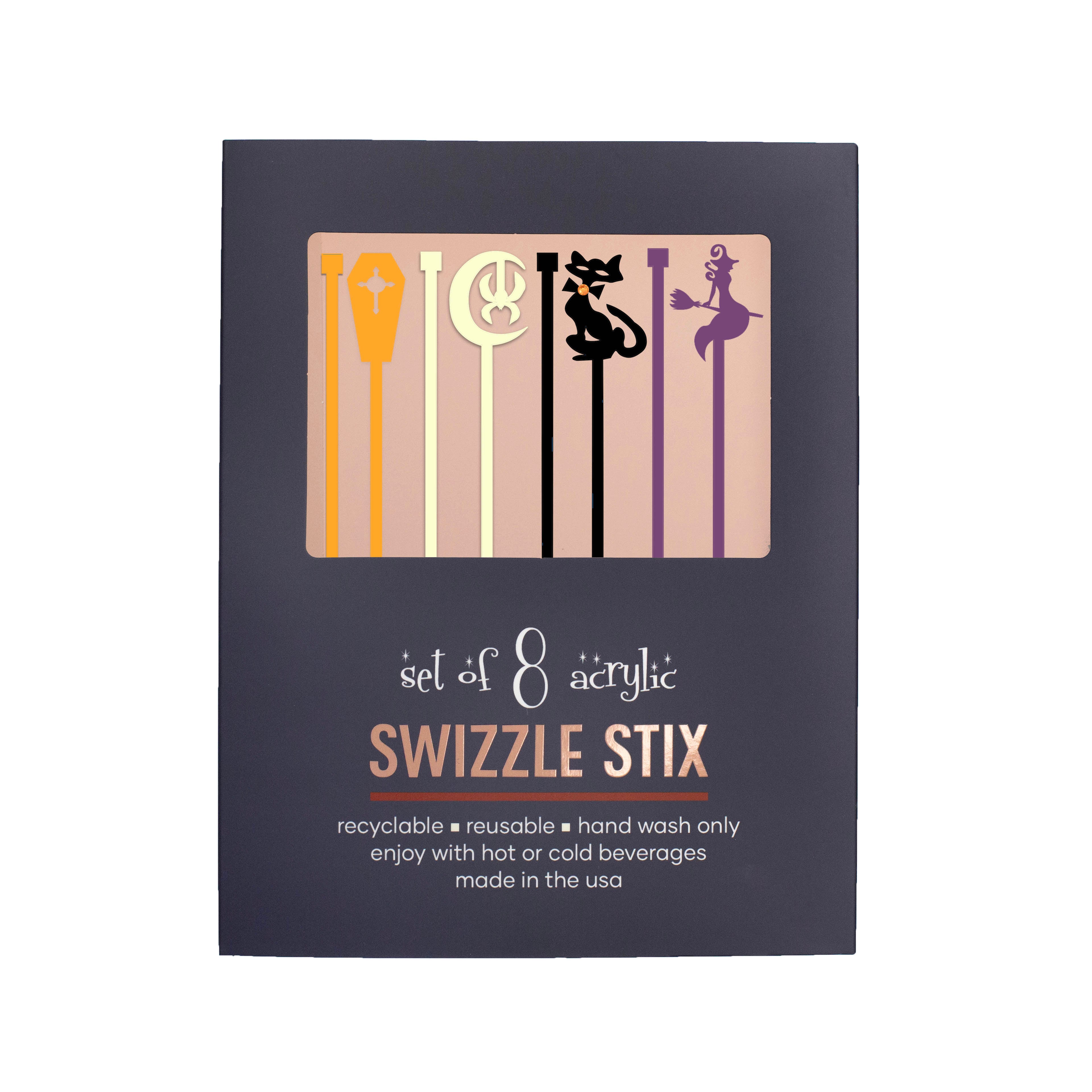 Halloween Mid Century Modern Acrylic Beverage Mixing Swizzle Stix