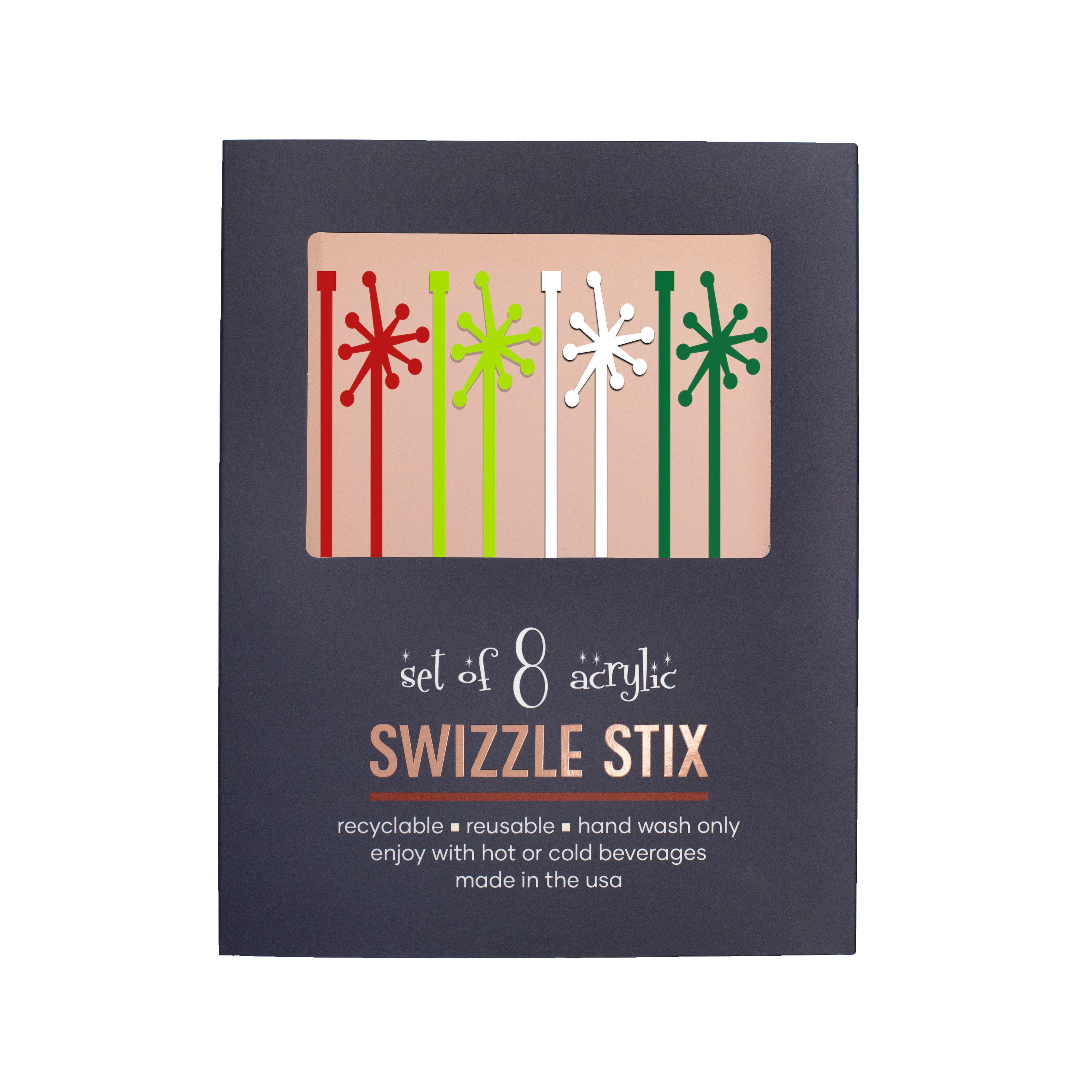 Retro Starburst Holiday Acrylic Beverage Mixing Swizzle Stix