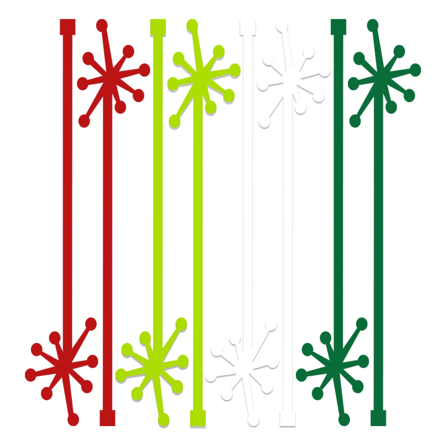 Retro Starburst Holiday Acrylic Beverage Mixing Swizzle Stix