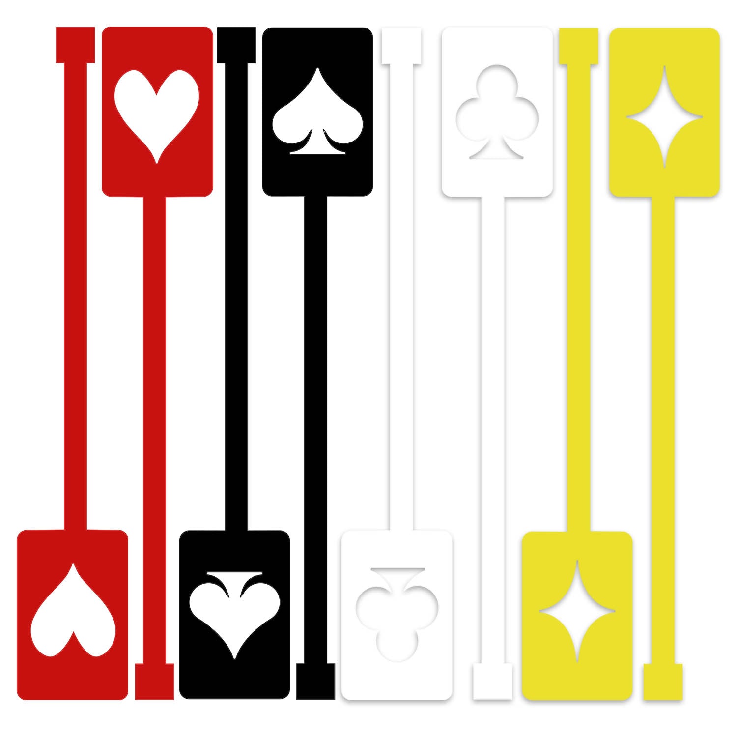 Deck of Cards Retro Suits Acrylic Swizzle Stix Drink Stirrers